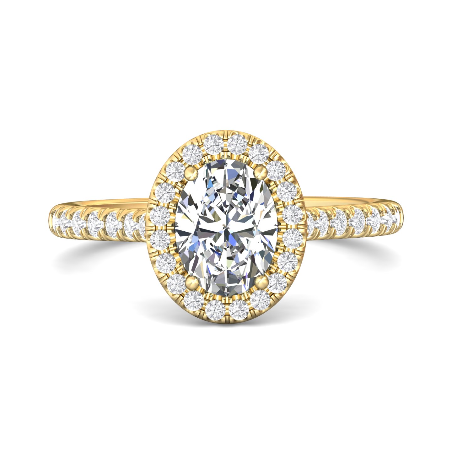 14K Yellow Gold Oval Diamond Engagement Ring