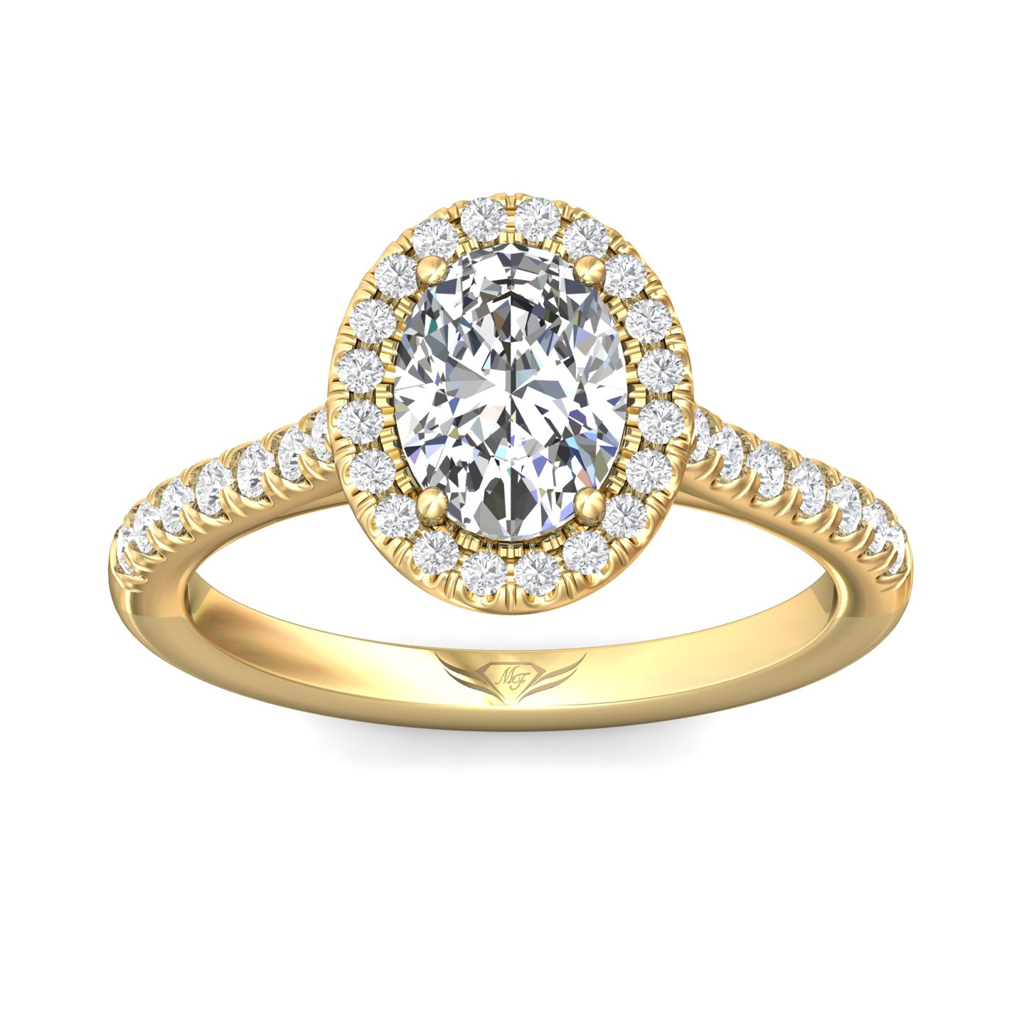 14K Yellow Gold Oval Diamond Engagement Ring