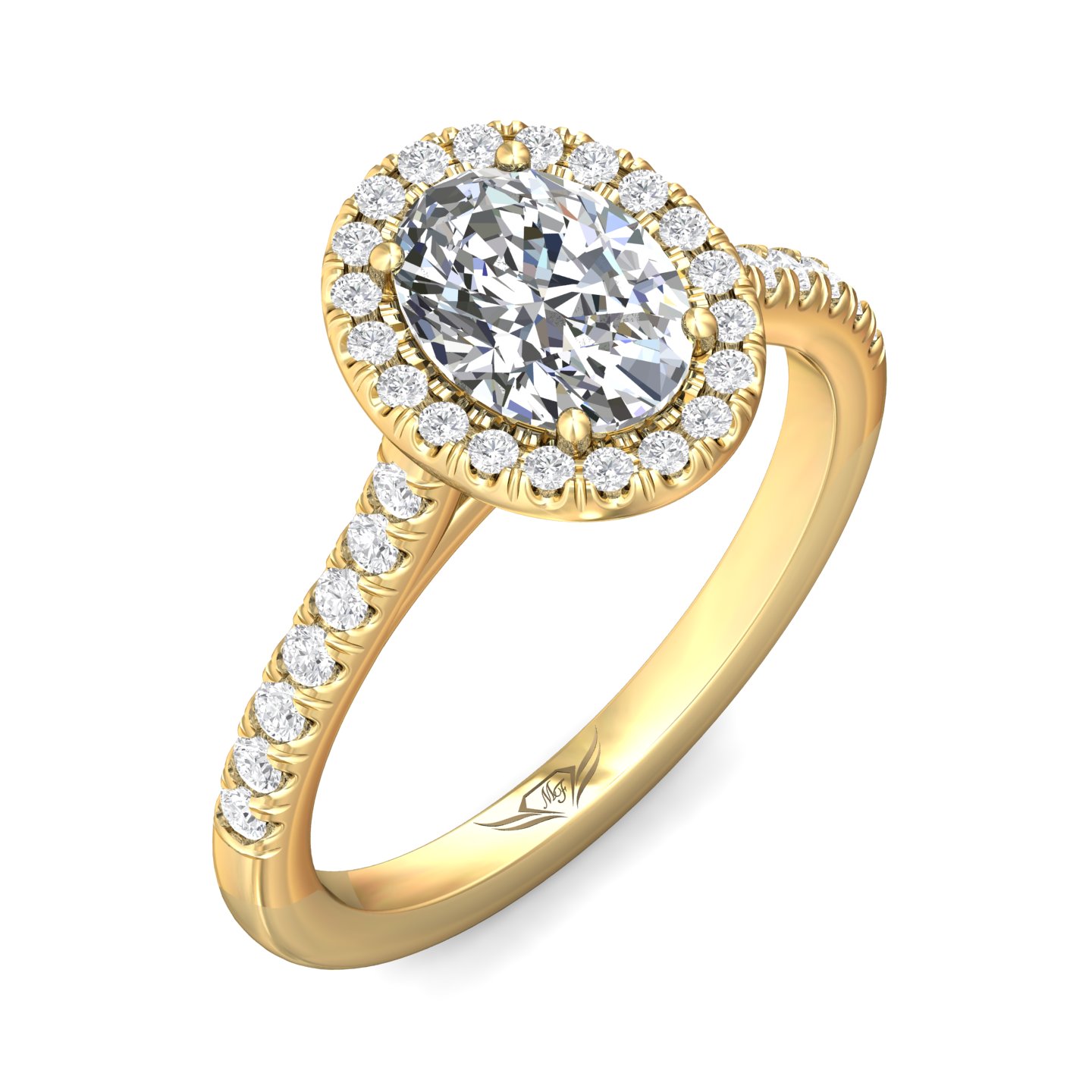 14K Yellow Gold Oval Diamond Engagement Ring