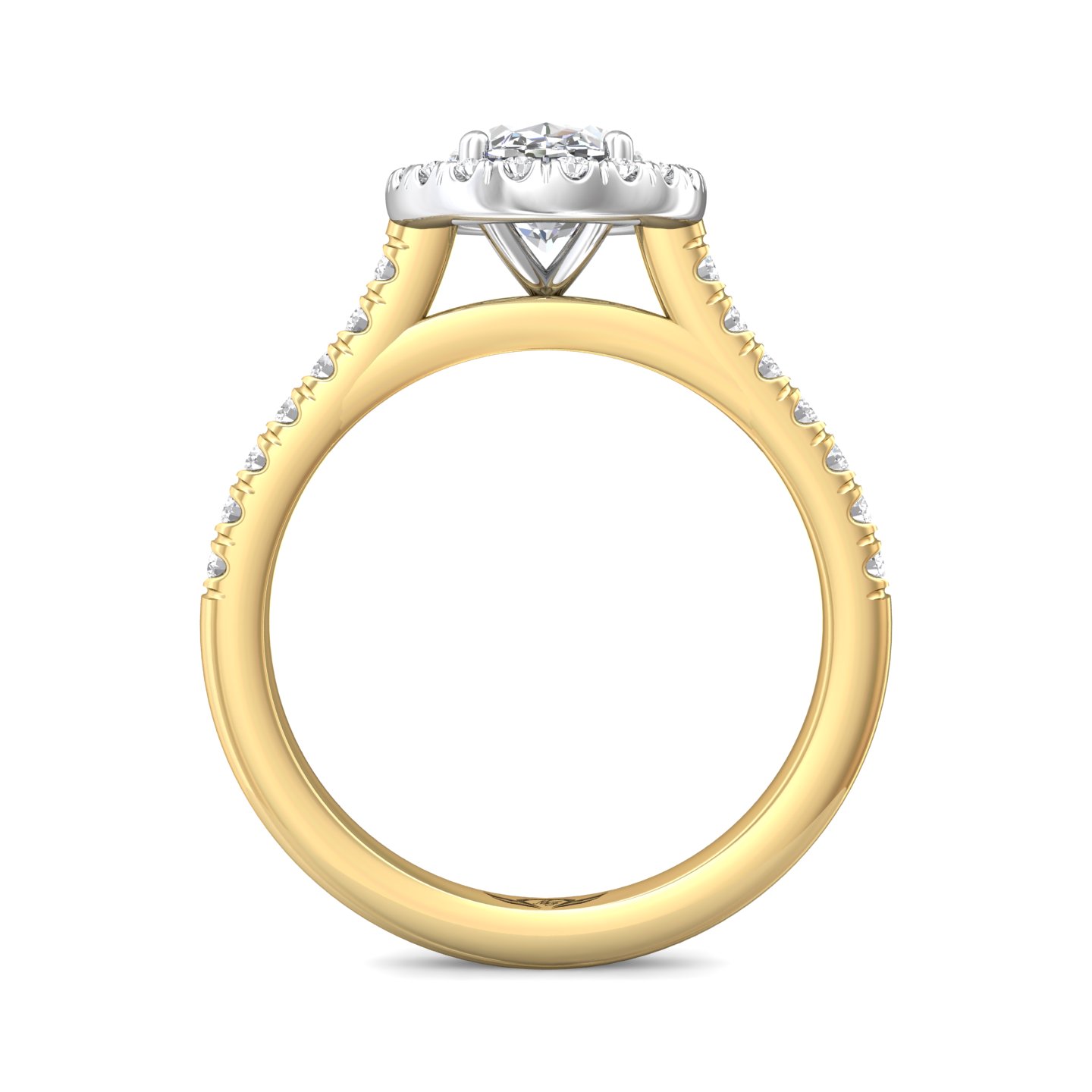 14K Yellow and White Gold Oval Diamond Engagement Ring
