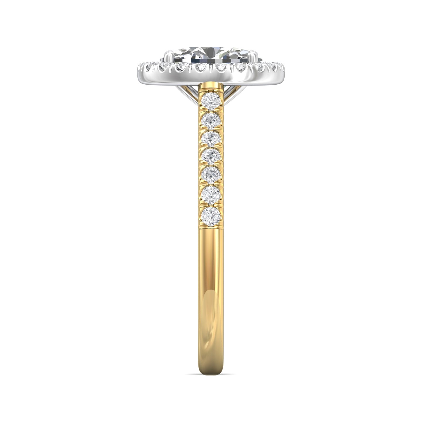 14K Yellow and White Gold Oval Diamond Engagement Ring