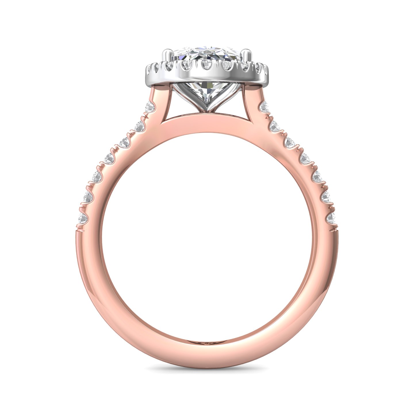 18K White and Rose Gold Pear Shape Diamond Engagement Ring