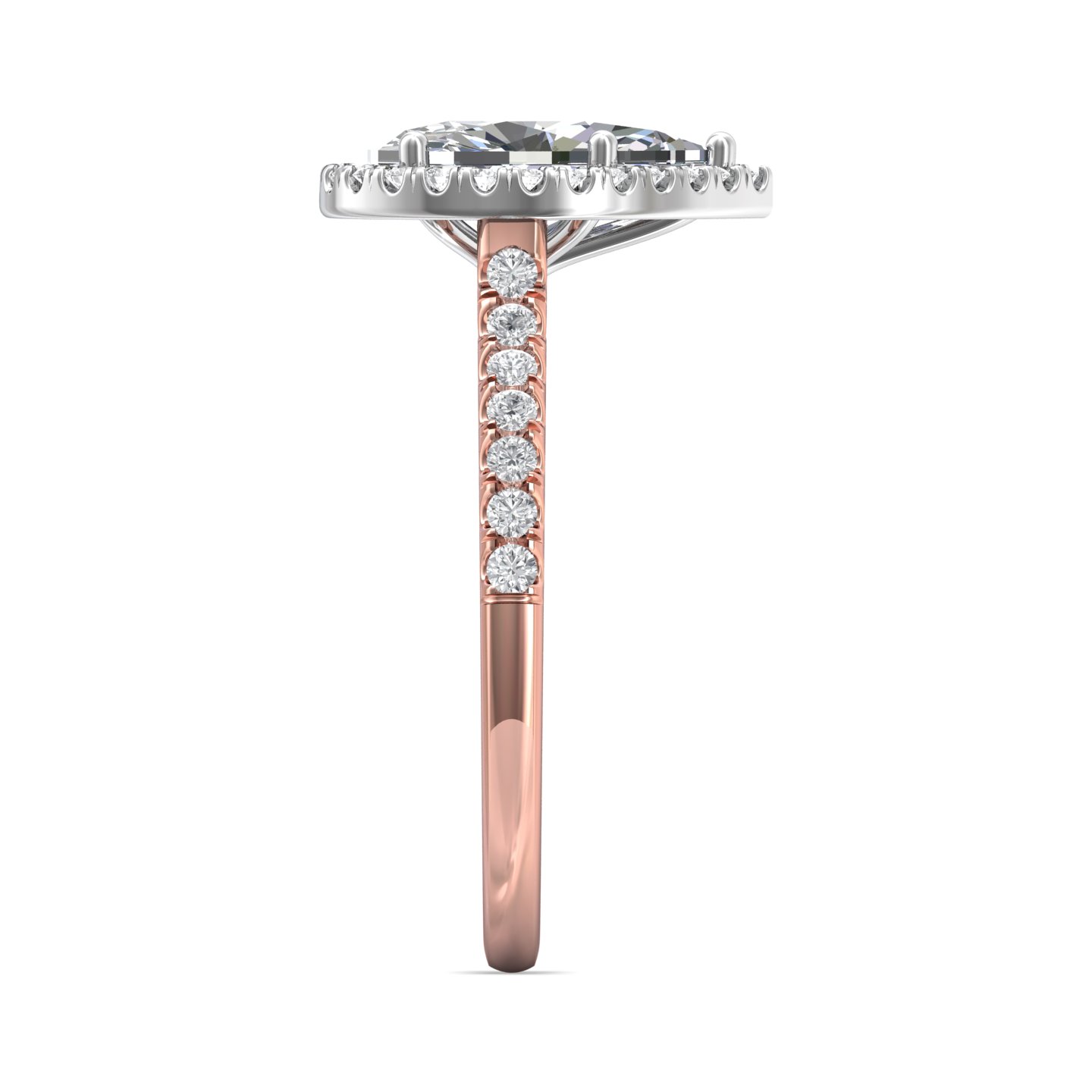 18K White and Rose Gold Pear Shape Diamond Engagement Ring