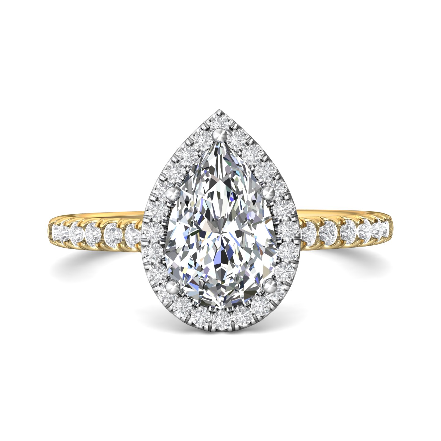 14K Yellow and White Gold Pear Shape Diamond Engagement Ring