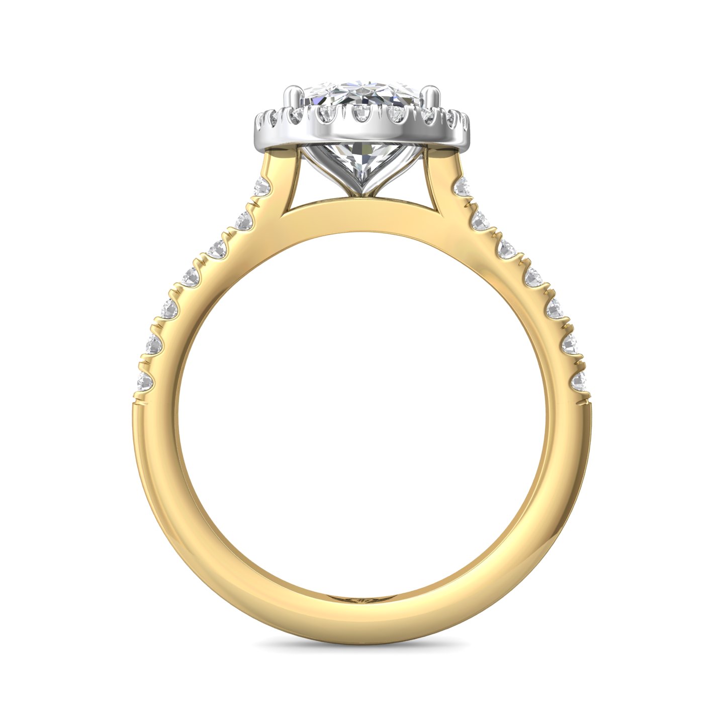 14K Yellow and White Gold Pear Shape Diamond Engagement Ring