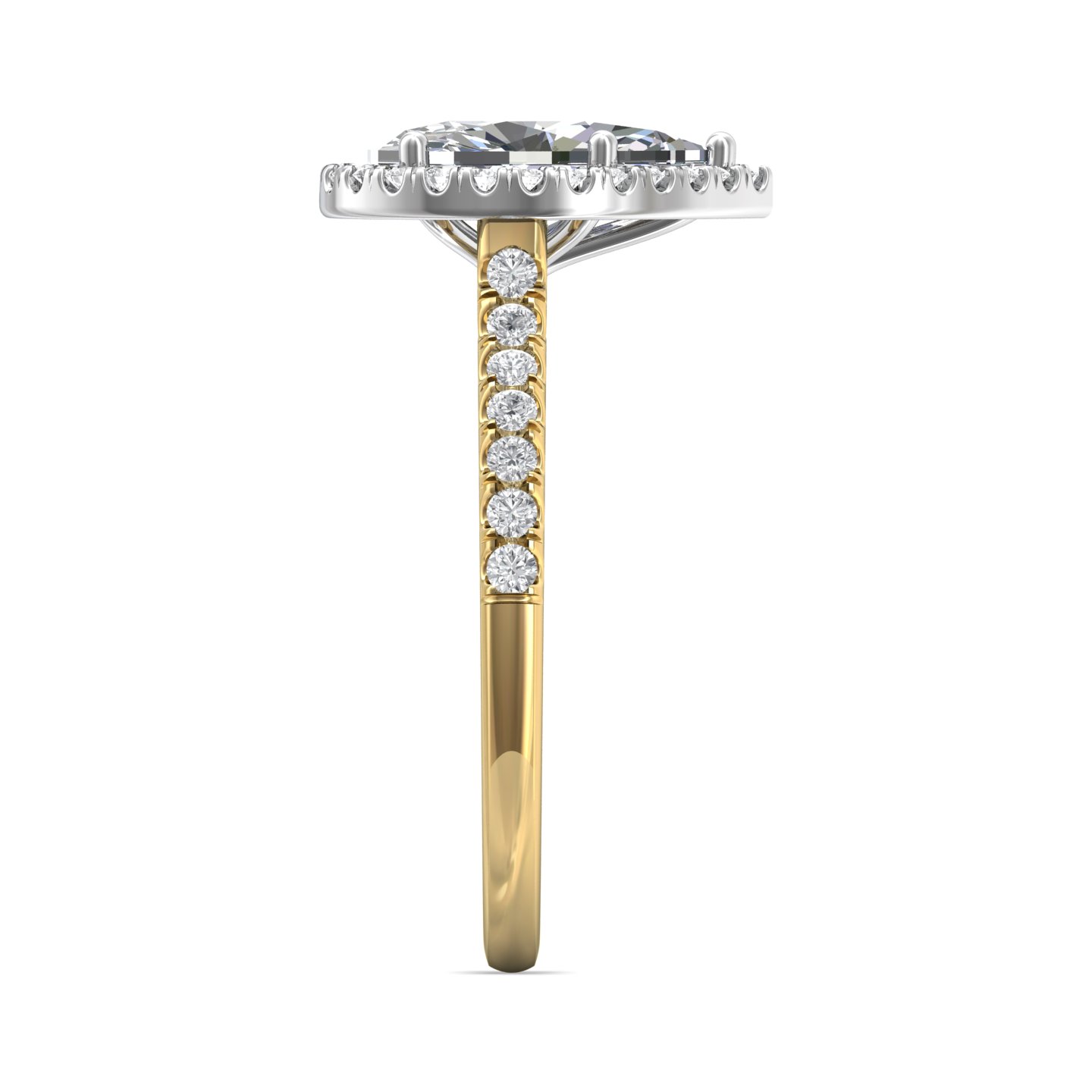 14K Yellow and White Gold Pear Shape Diamond Engagement Ring