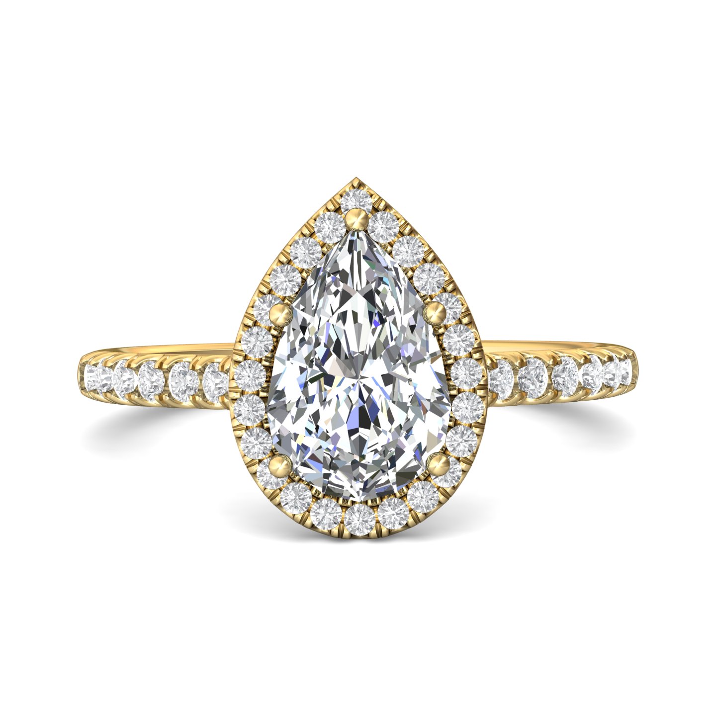 14K Yellow Gold Pear Shape Diamond Engagement Ring
