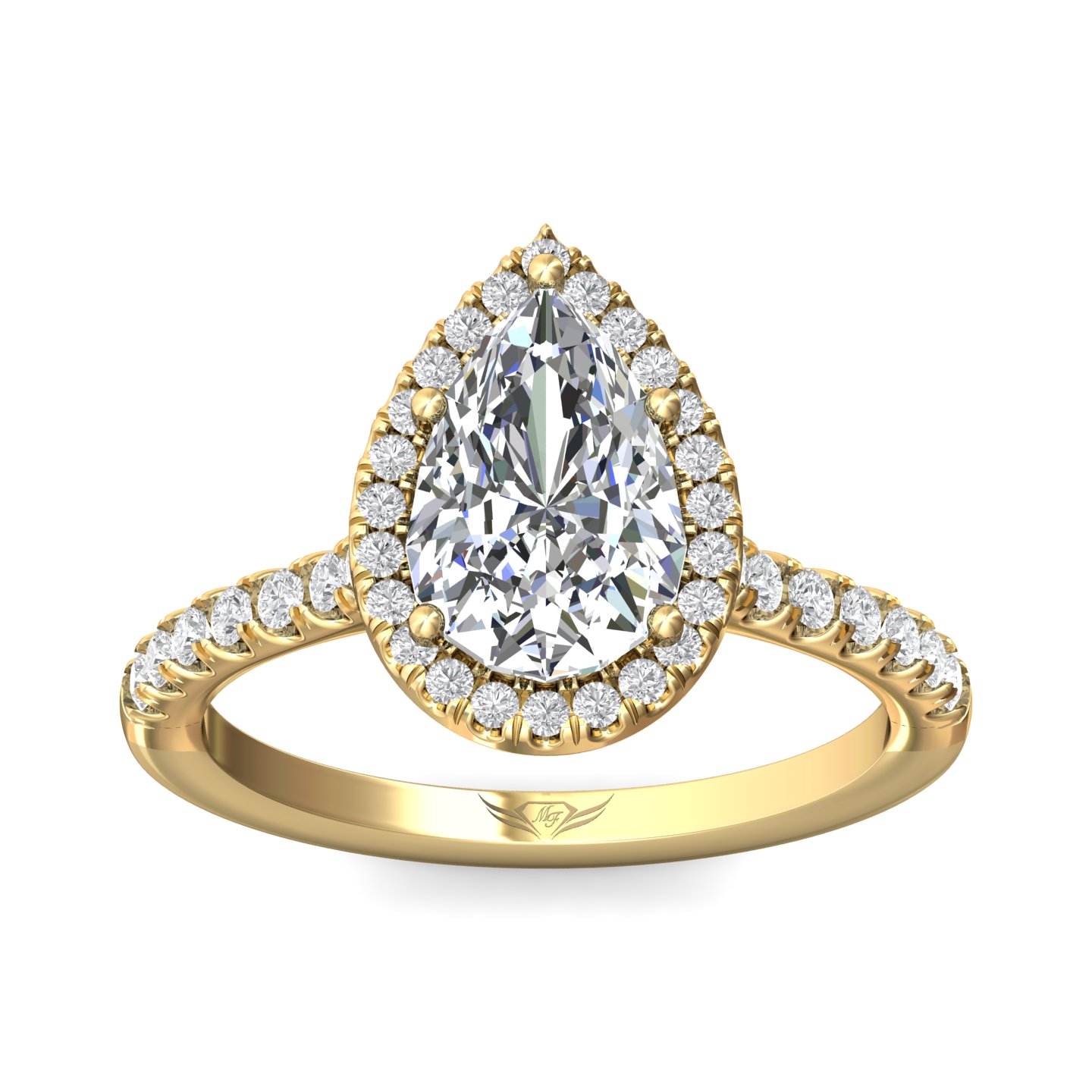 14K Yellow Gold Pear Shape Diamond Engagement Ring