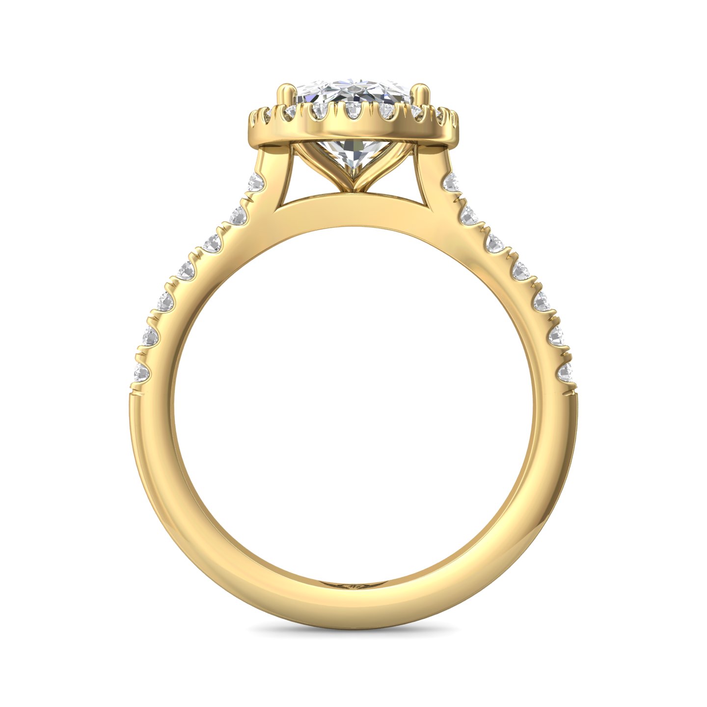 14K Yellow Gold Pear Shape Diamond Engagement Ring