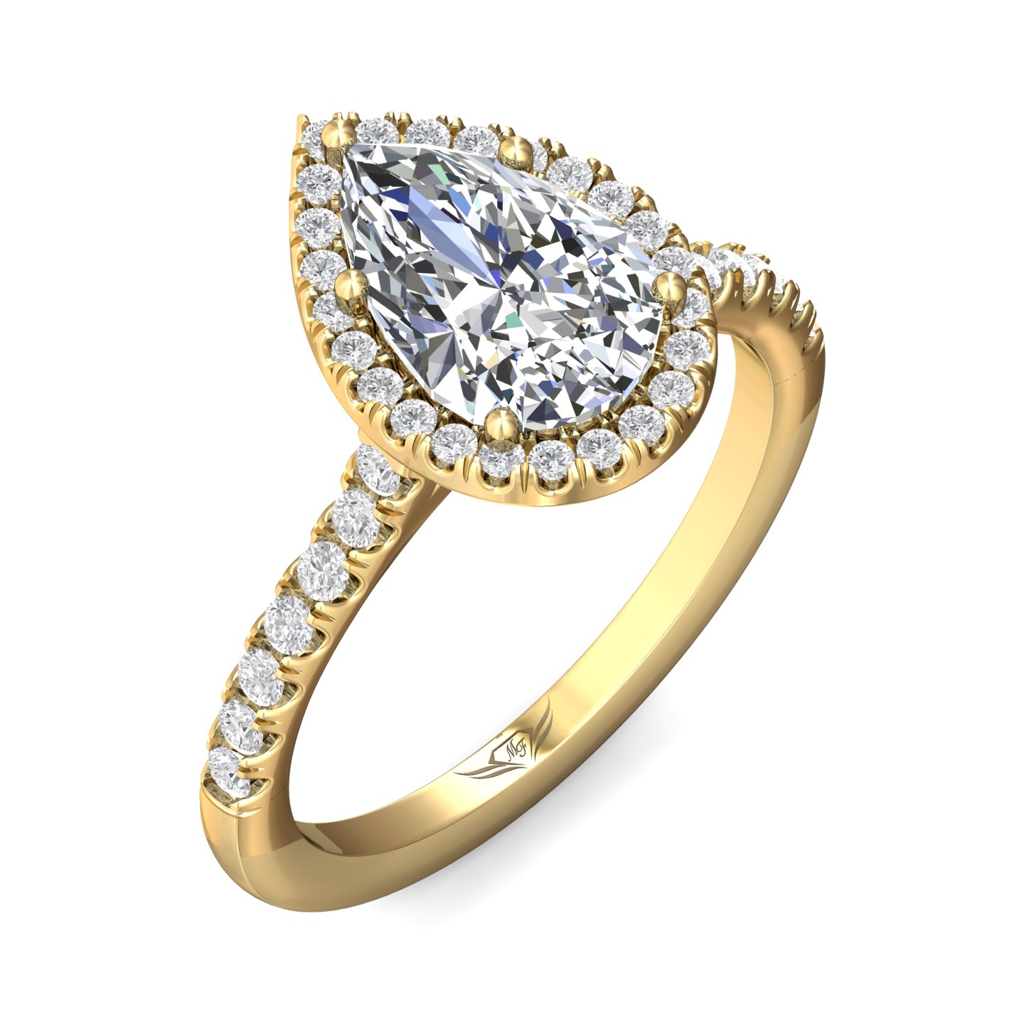 14K Yellow Gold Pear Shape Diamond Engagement Ring