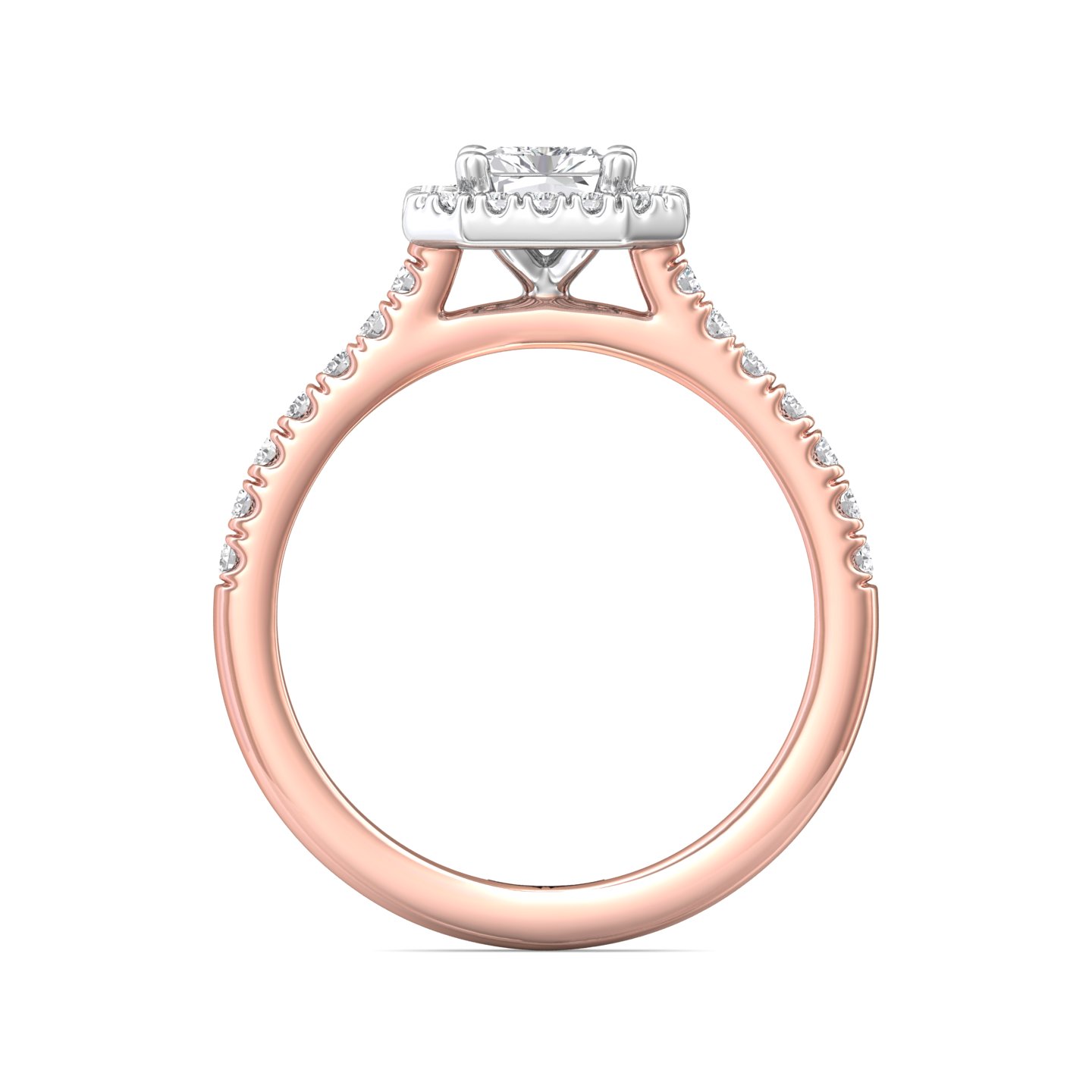 14K Rose and White Gold Radiant Diamond Engagement Ring