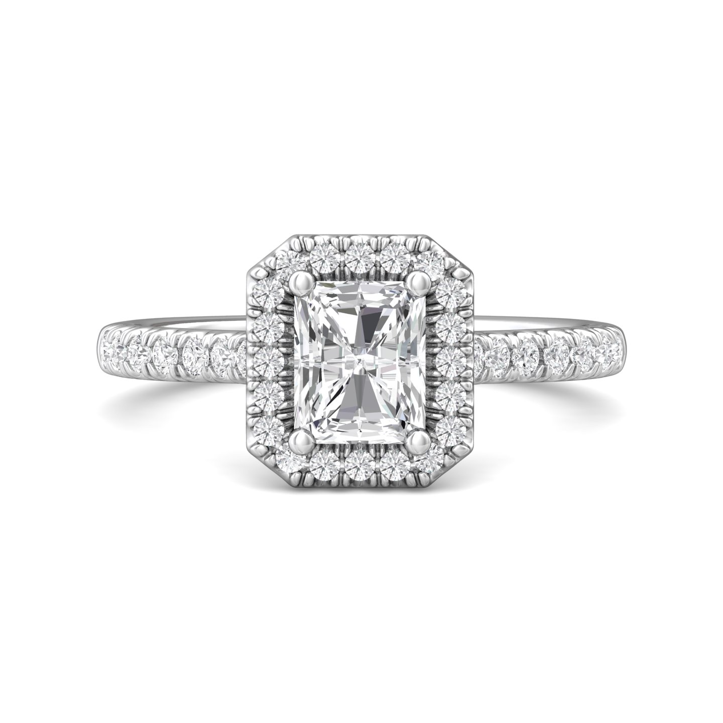 18K White Gold Radiant Diamond Engagement Ring