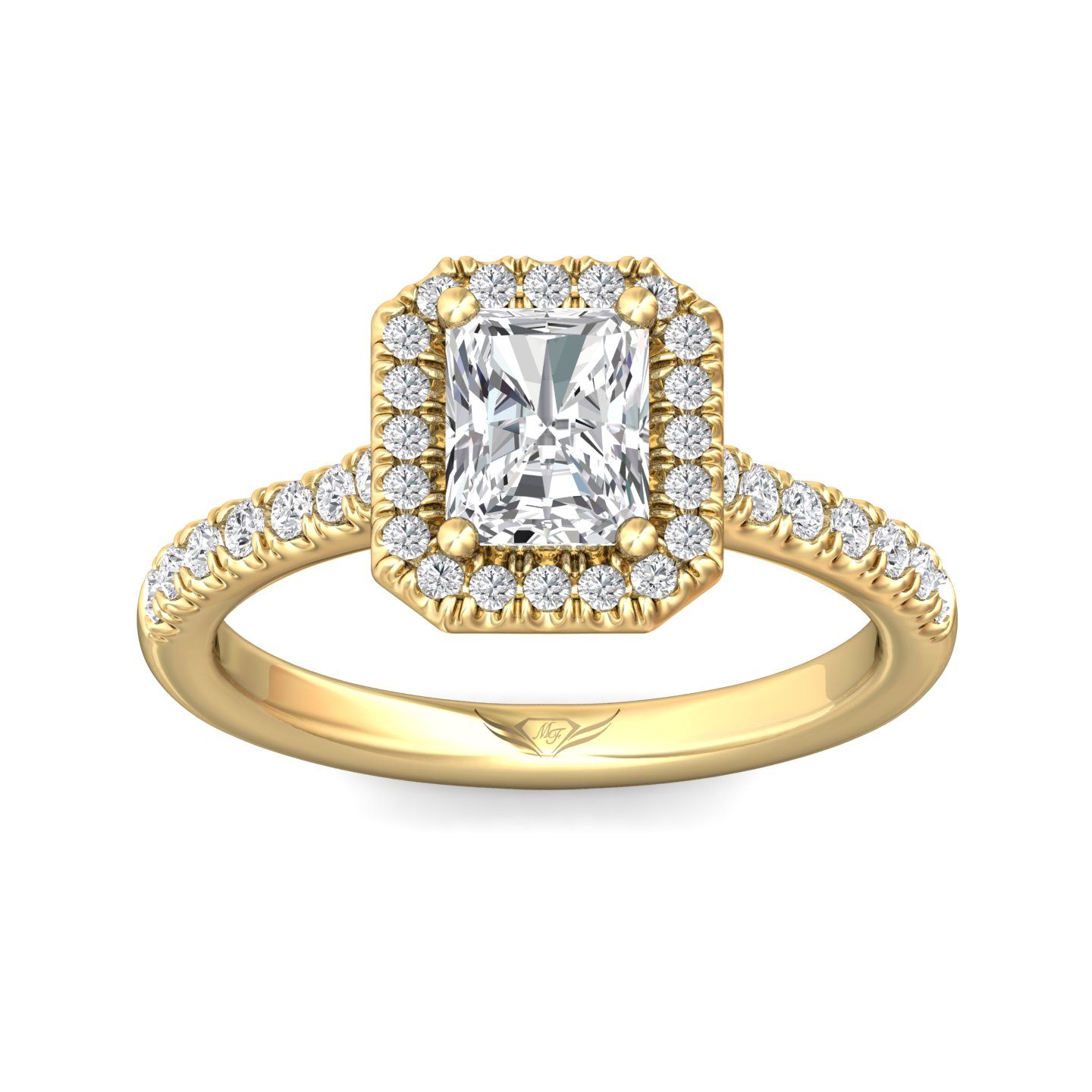 14K Yellow Gold Radiant Diamond Engagement Ring