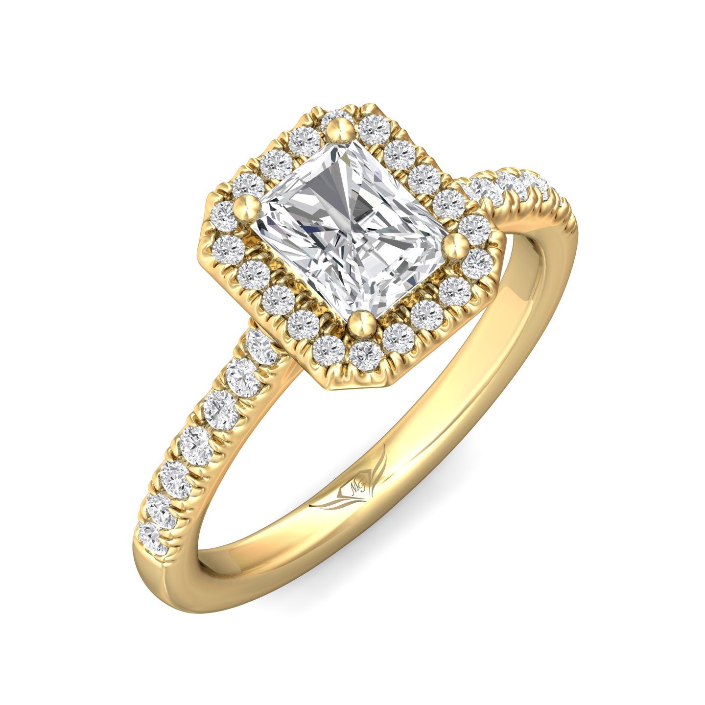 14K Yellow Gold Radiant Diamond Engagement Ring