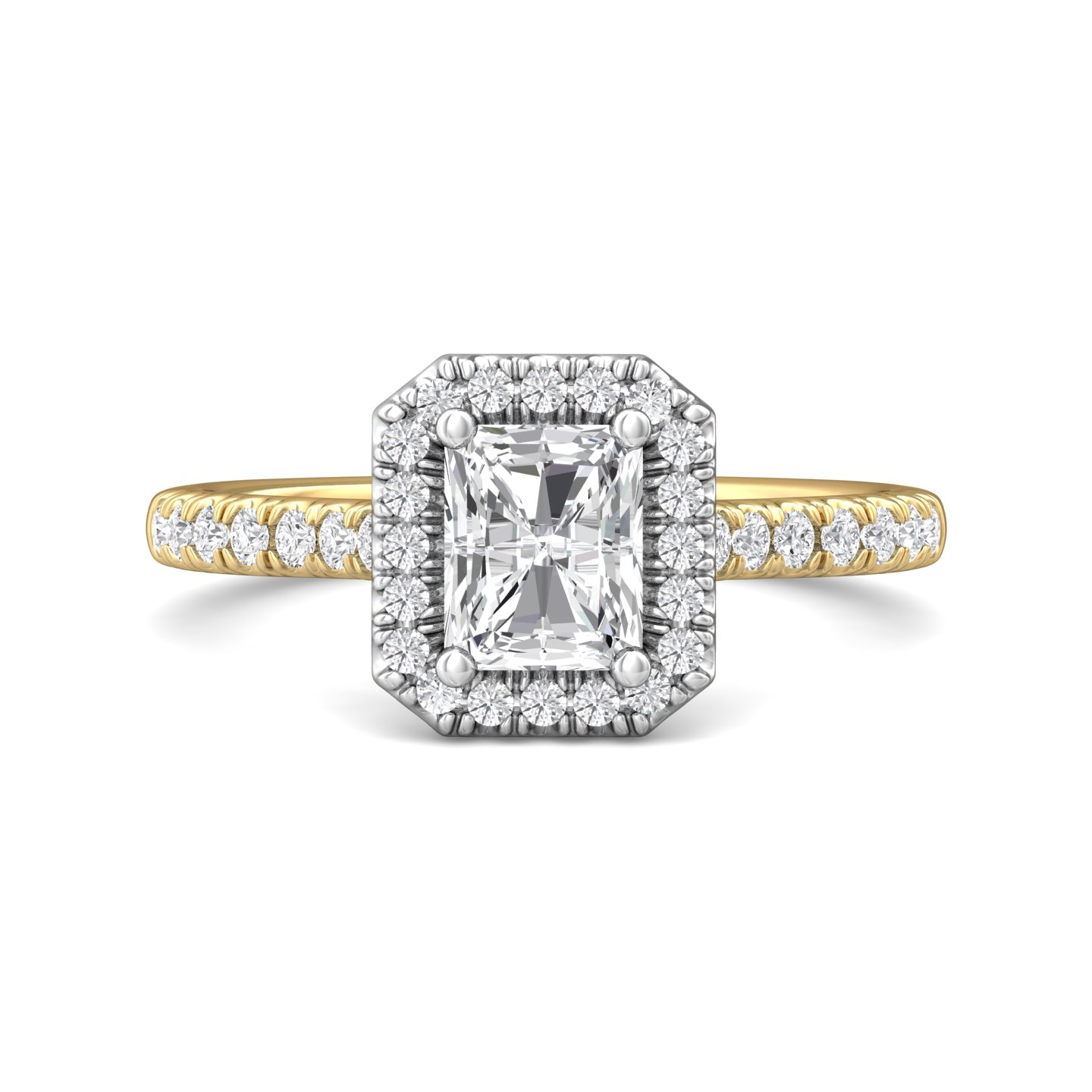 14K Yellow and White Gold Radiant Diamond Engagement Ring