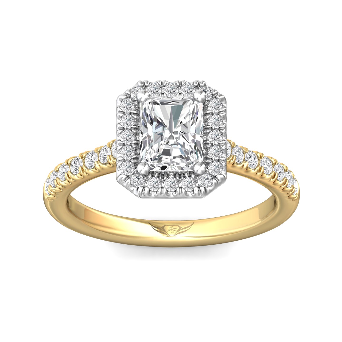 14K Yellow and White Gold Radiant Diamond Engagement Ring