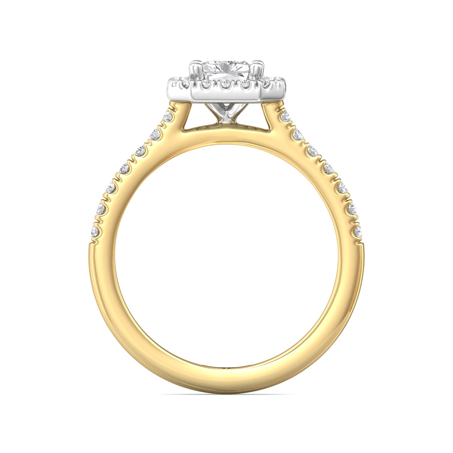 14K Yellow and White Gold Radiant Diamond Engagement Ring