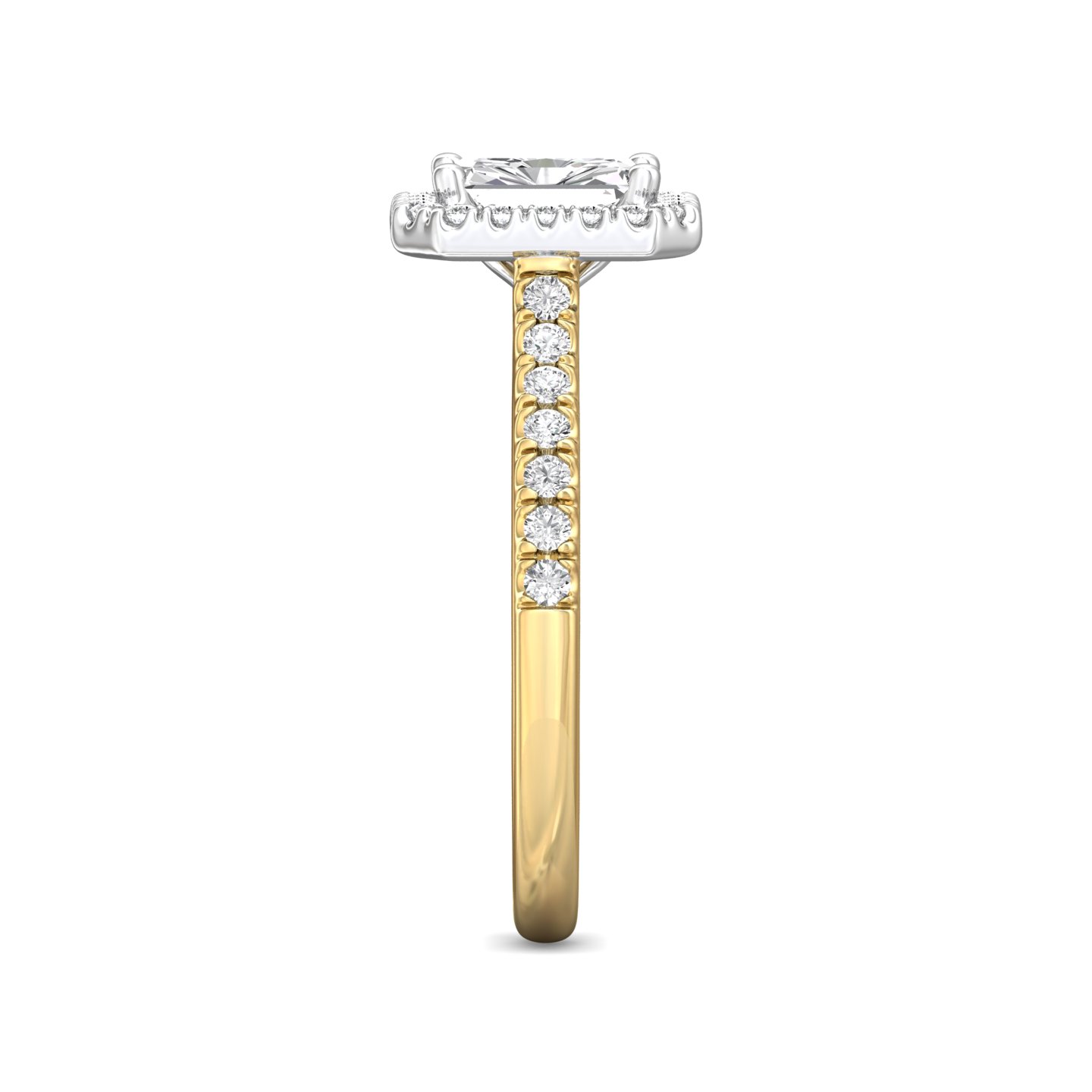 14K Yellow and White Gold Radiant Diamond Engagement Ring
