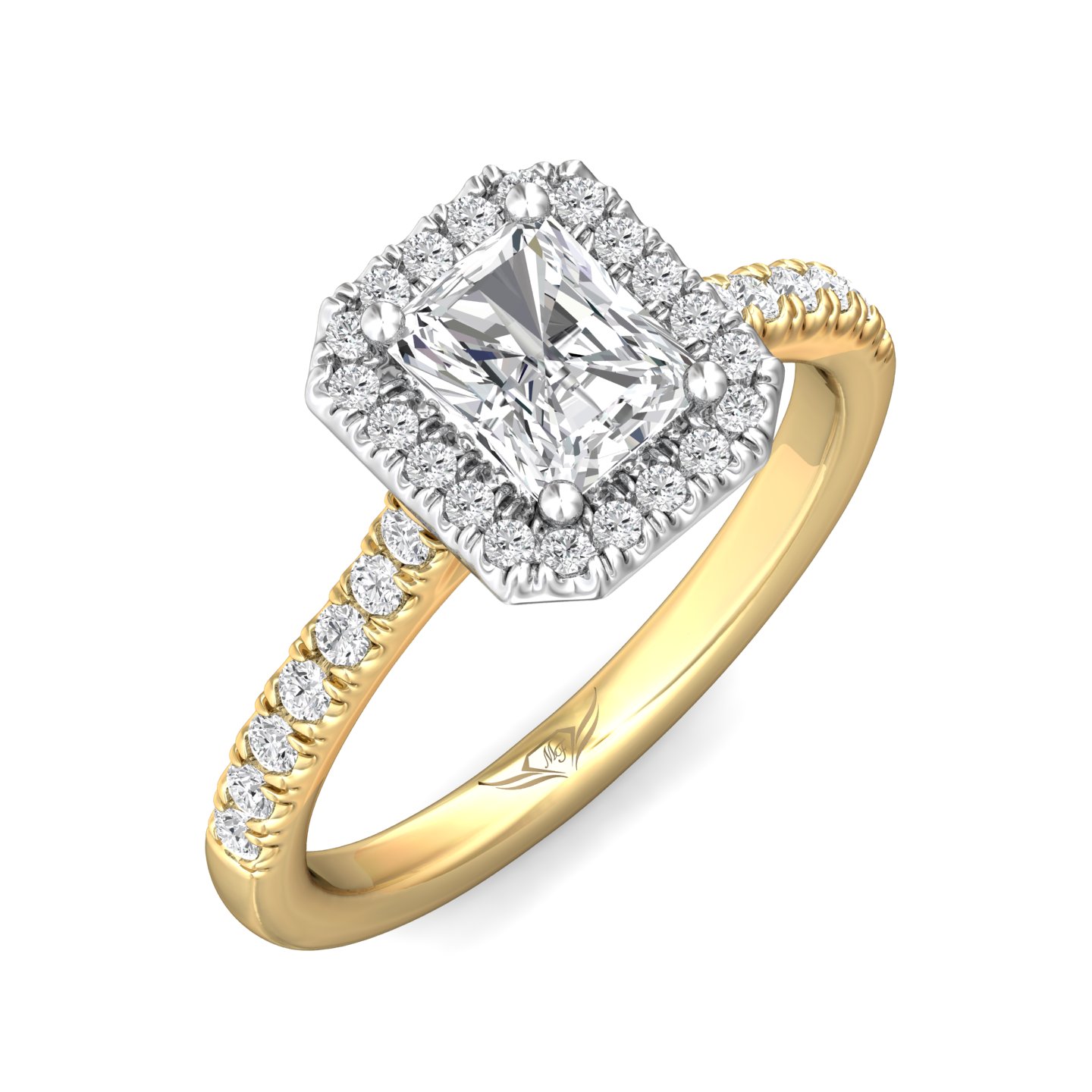 14K Yellow and White Gold Radiant Diamond Engagement Ring