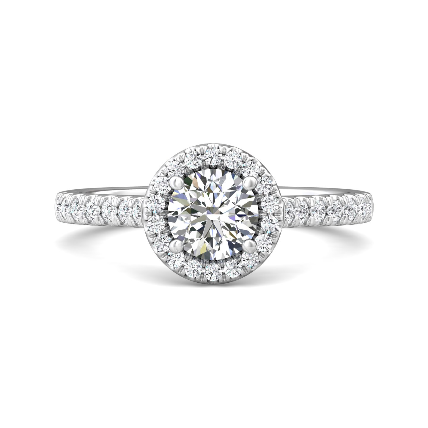 14K White Gold Round Diamond Engagement Ring