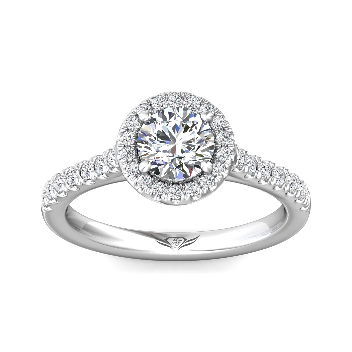 14K White Gold Round Diamond Engagement Ring