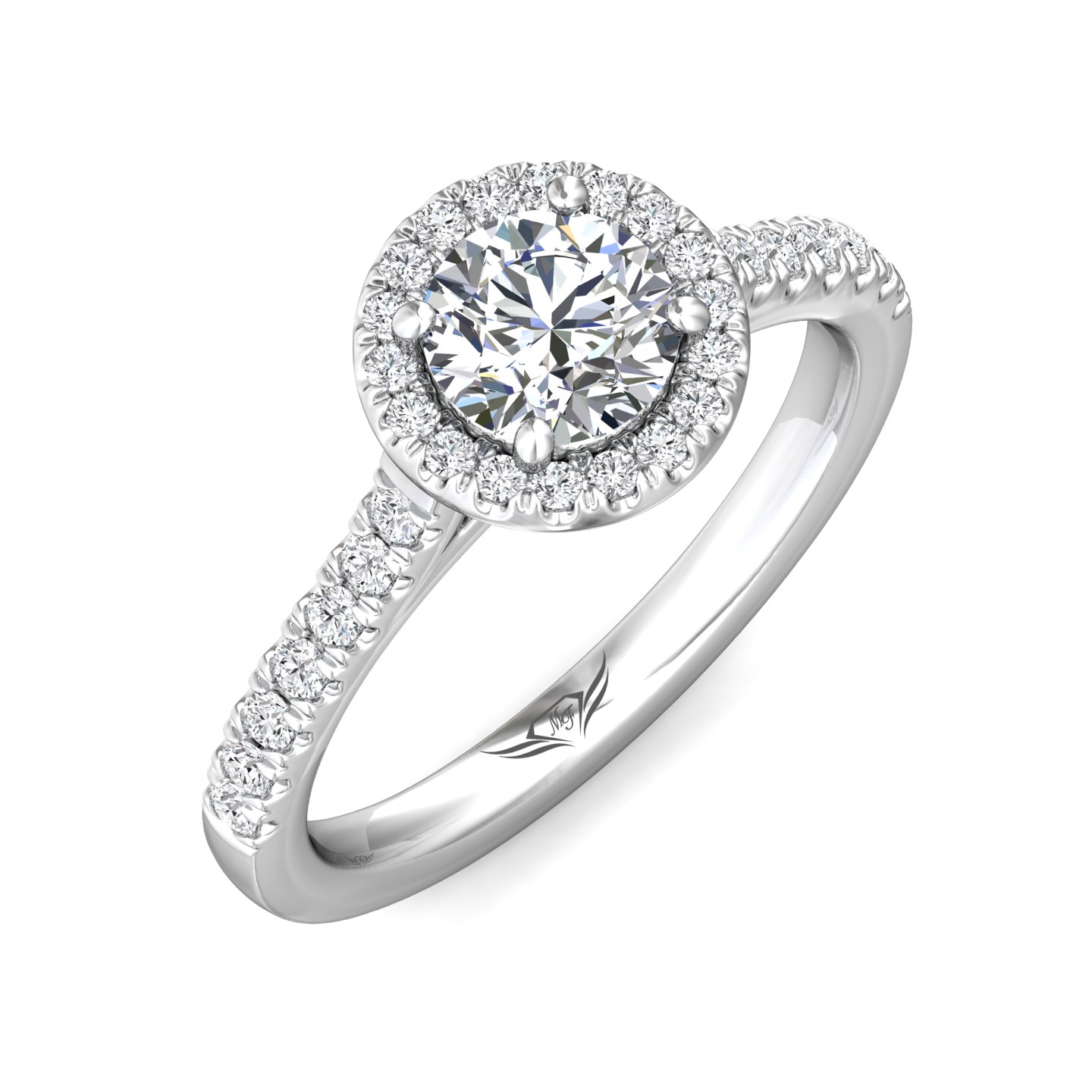 14K White Gold Round Diamond Engagement Ring