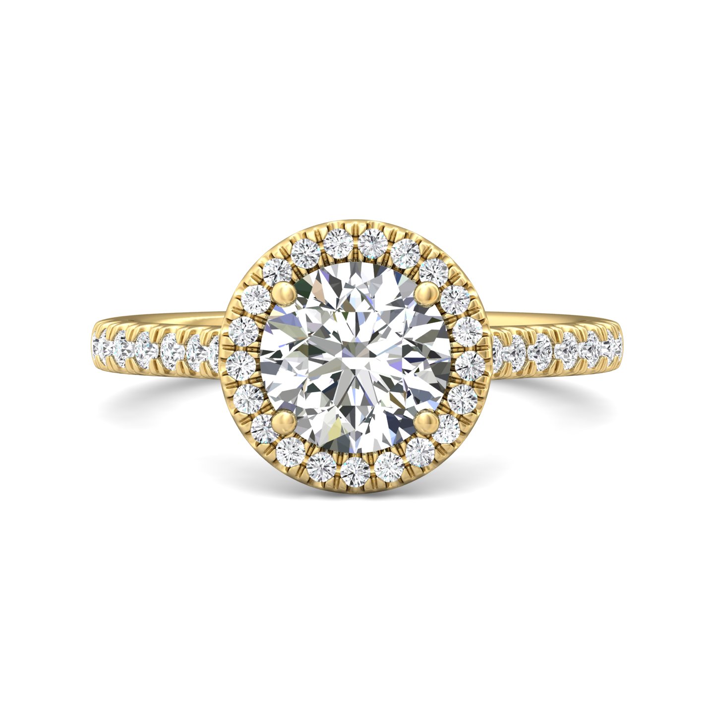 14K Yellow Gold Round Diamond Engagement Ring