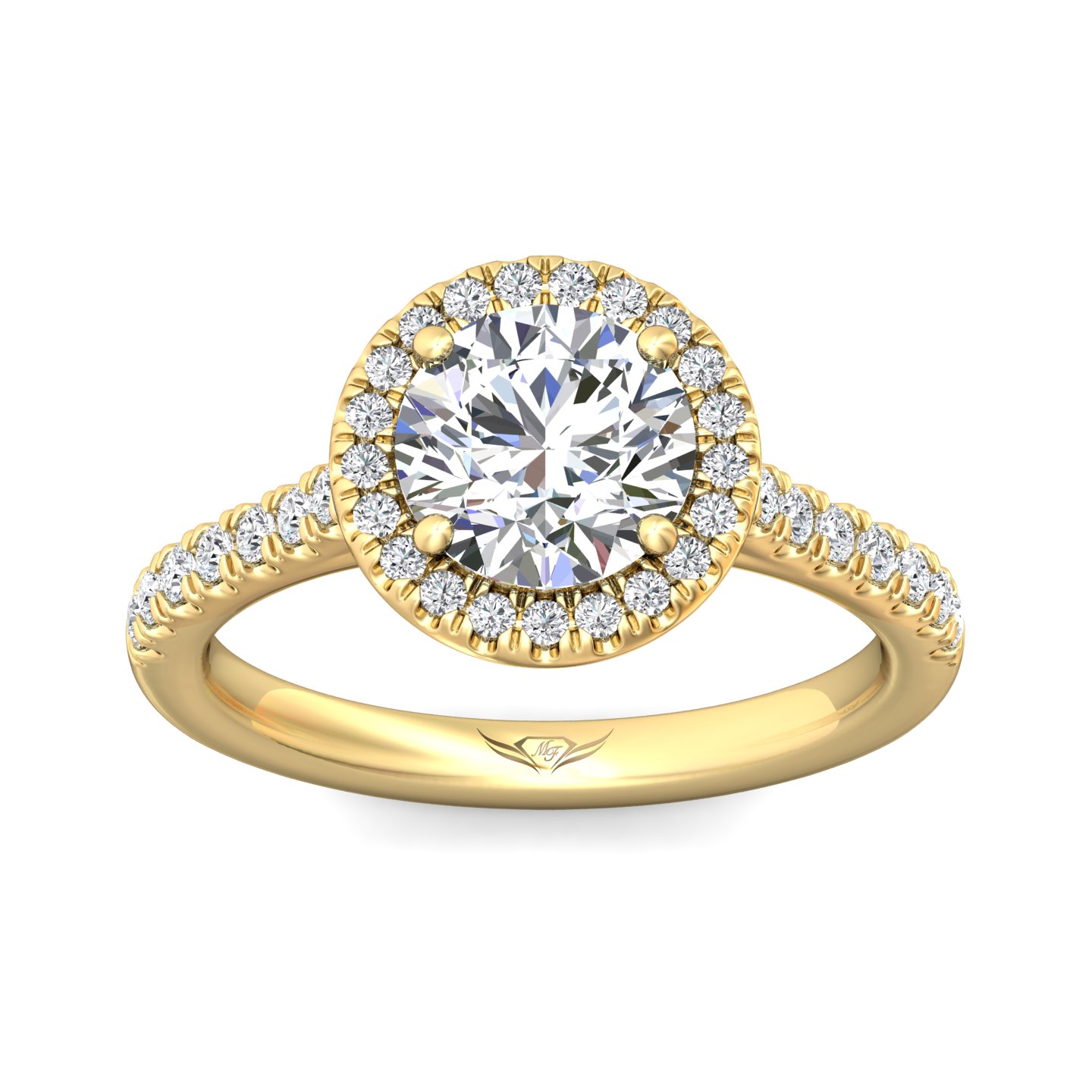 14K Yellow Gold Round Diamond Engagement Ring