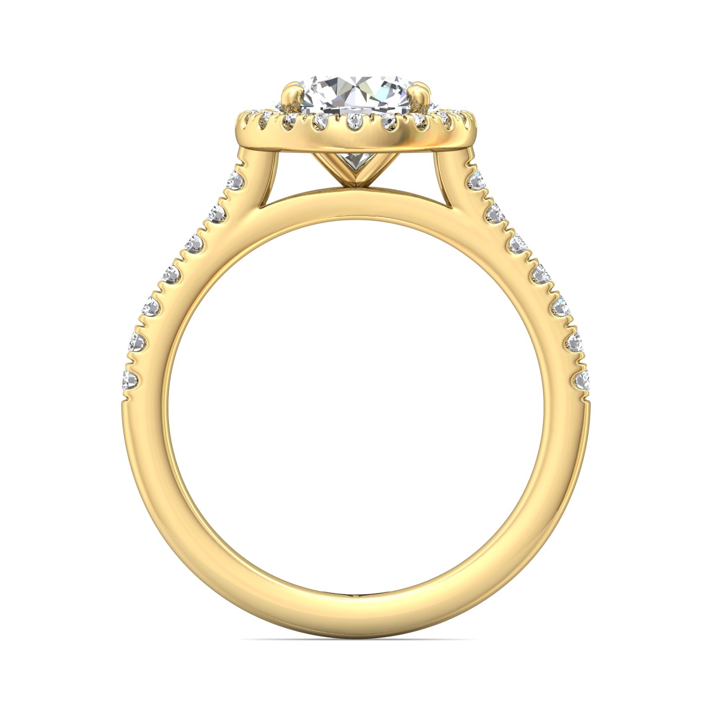 14K Yellow Gold Round Diamond Engagement Ring