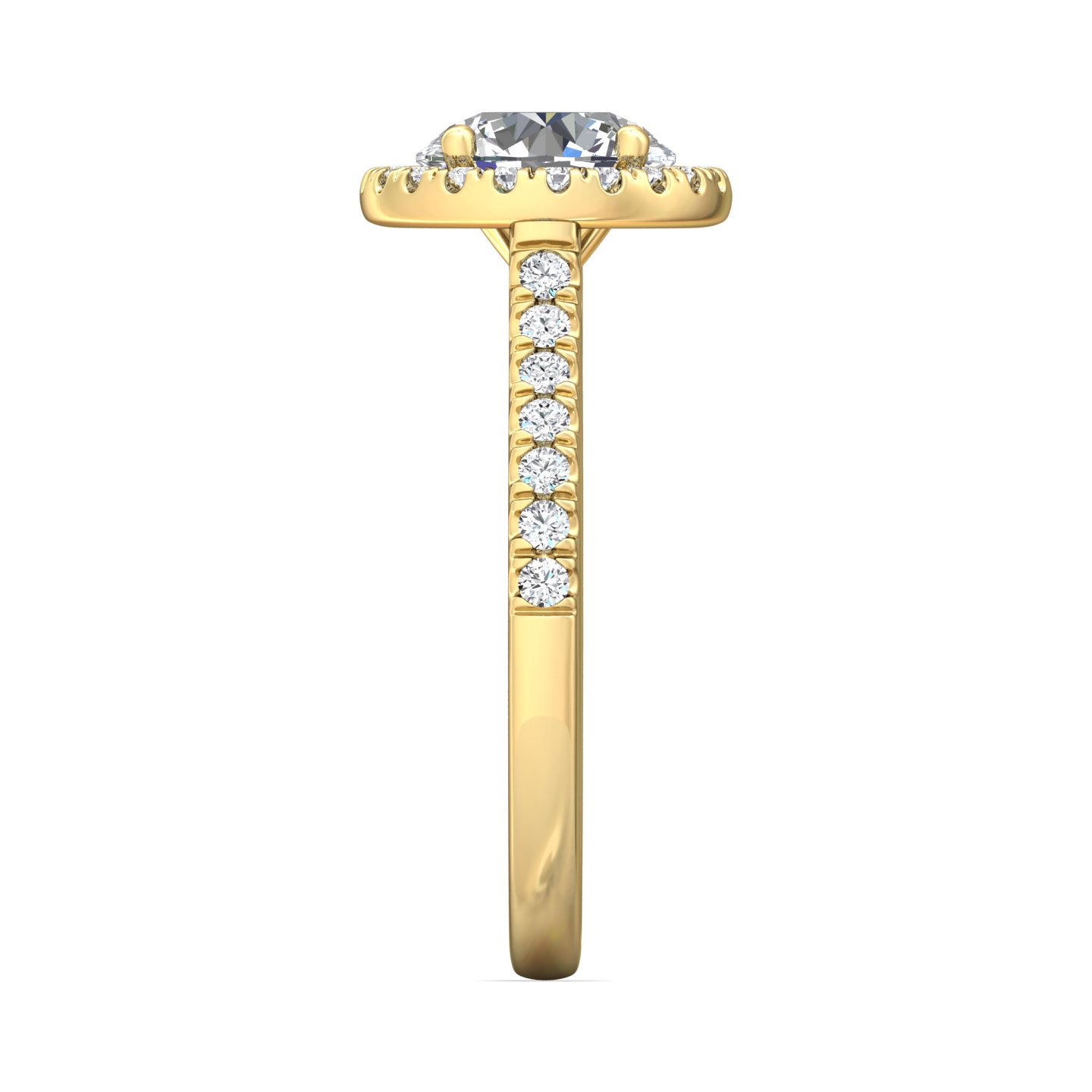 14K Yellow Gold Round Diamond Engagement Ring