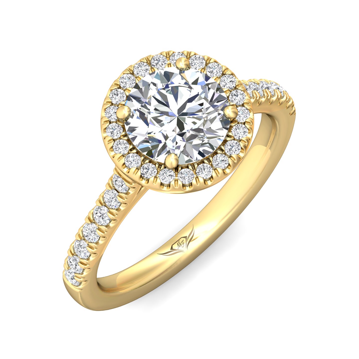 14K Yellow Gold Round Diamond Engagement Ring