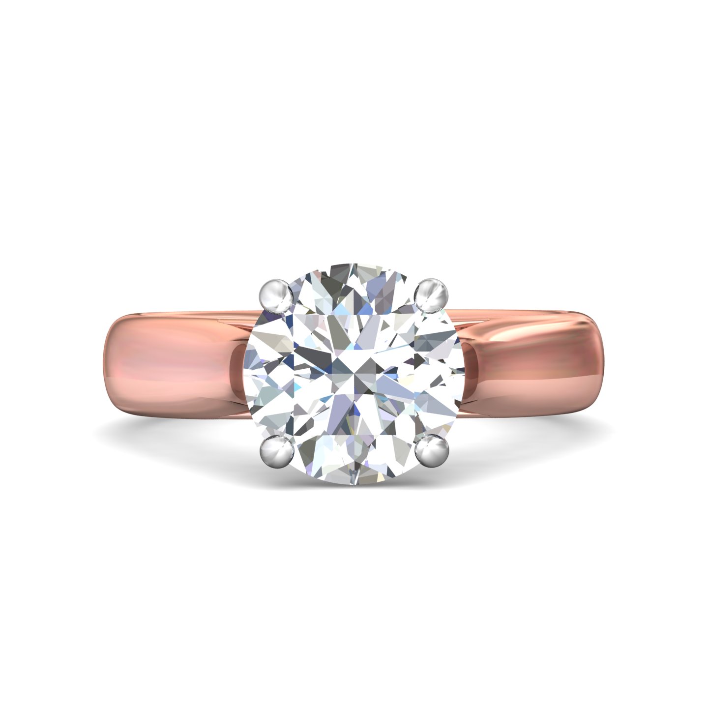 14K Rose and White Gold Round Diamond Engagement Ring