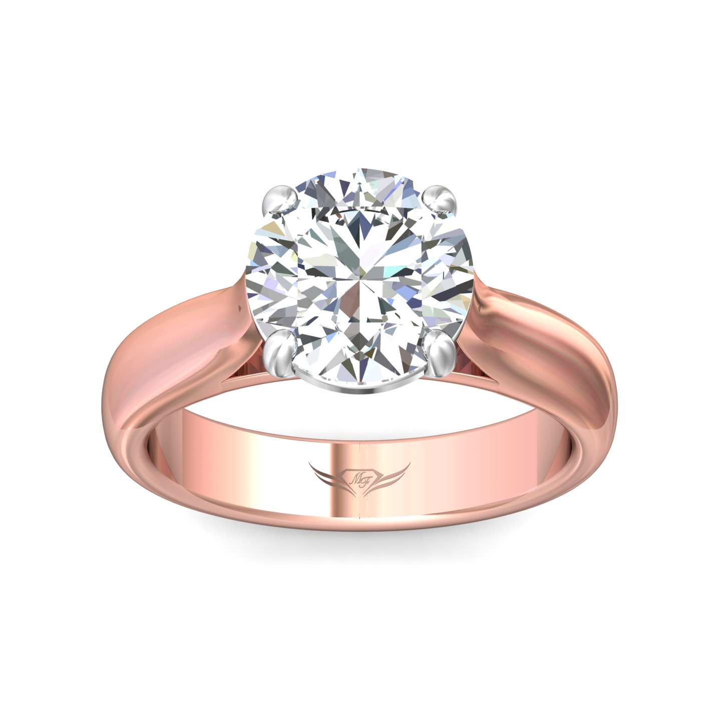 14K Rose and White Gold Round Diamond Engagement Ring