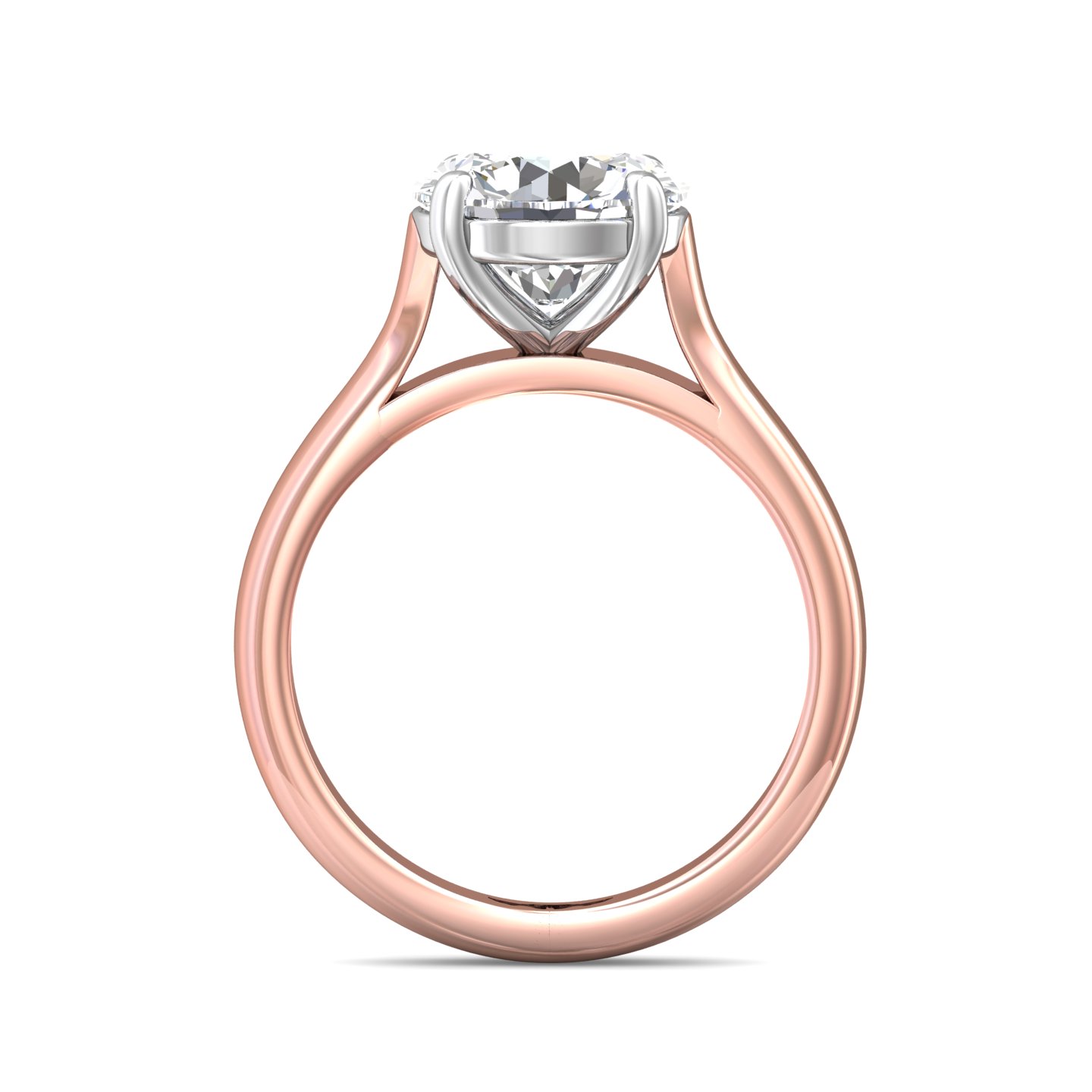 14K Rose and White Gold Round Diamond Engagement Ring