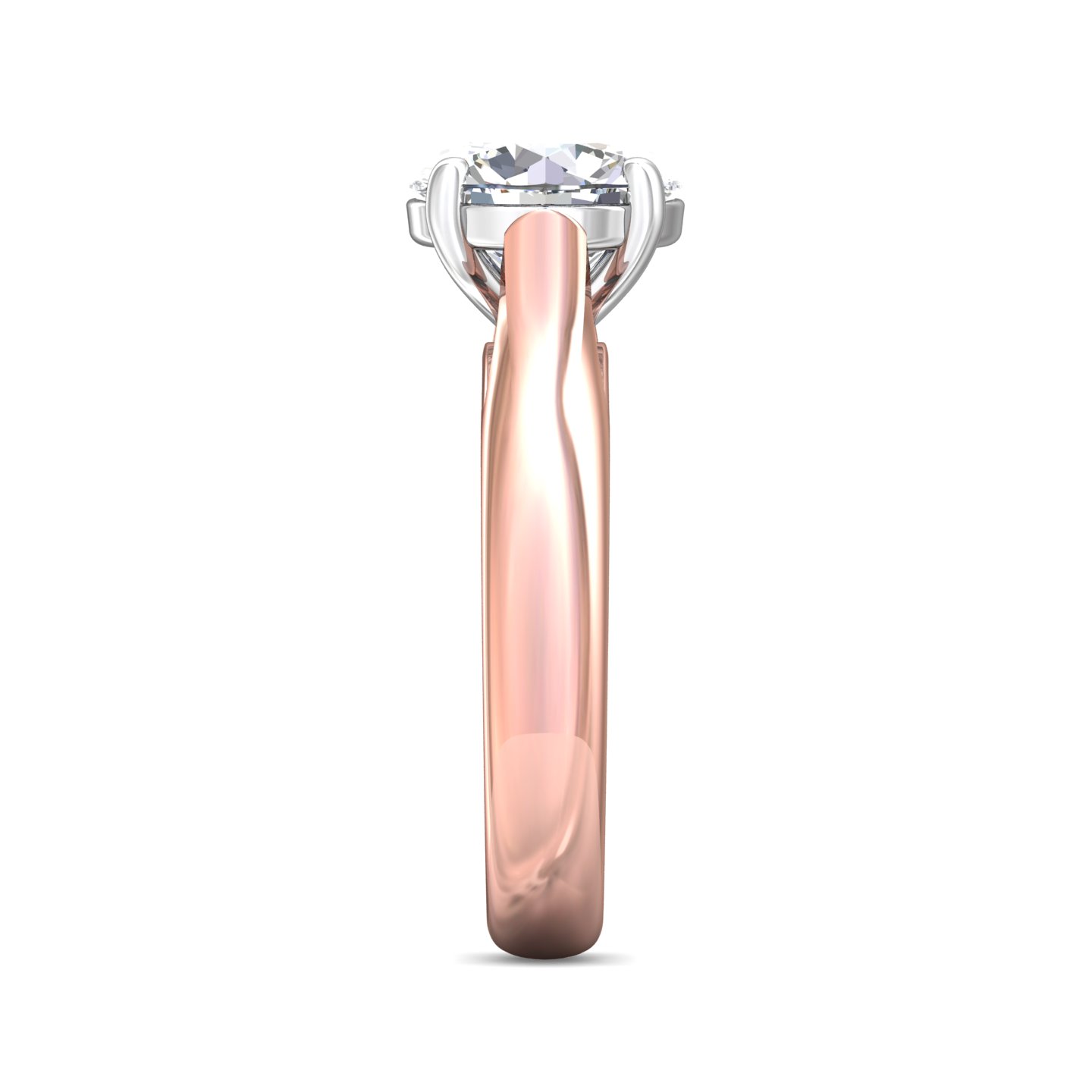 14K Rose and White Gold Round Diamond Engagement Ring
