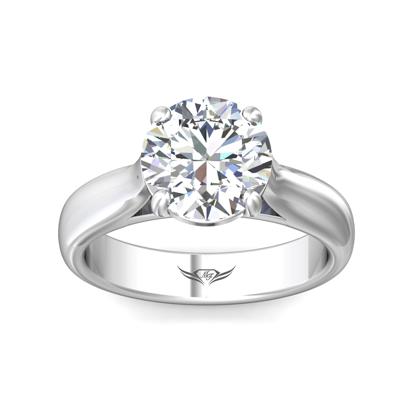 14K White Gold Round Diamond Engagement Ring