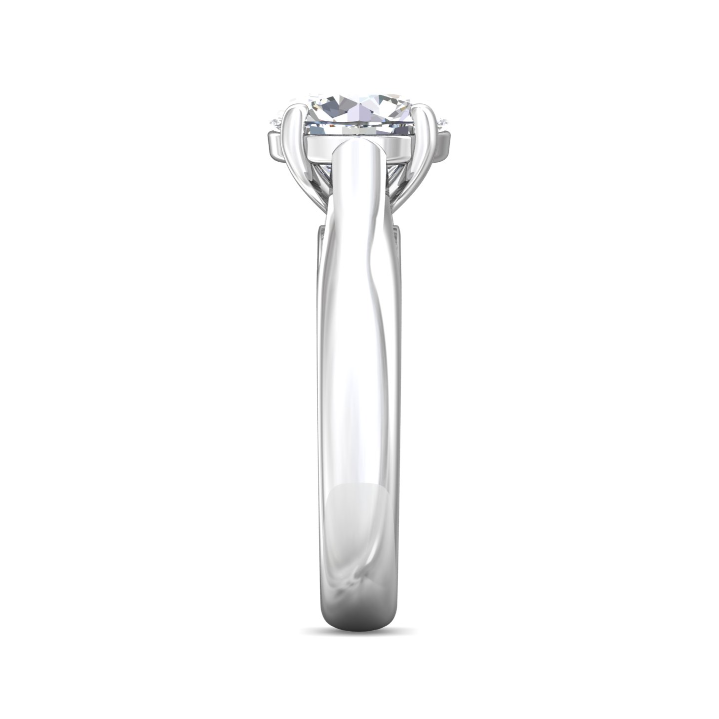 14K White Gold Round Diamond Engagement Ring