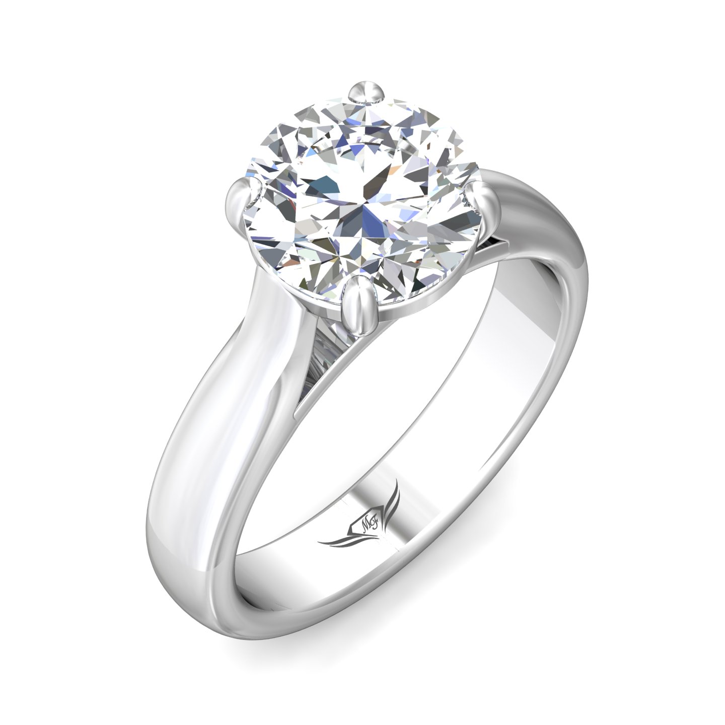 14K White Gold Round Diamond Engagement Ring