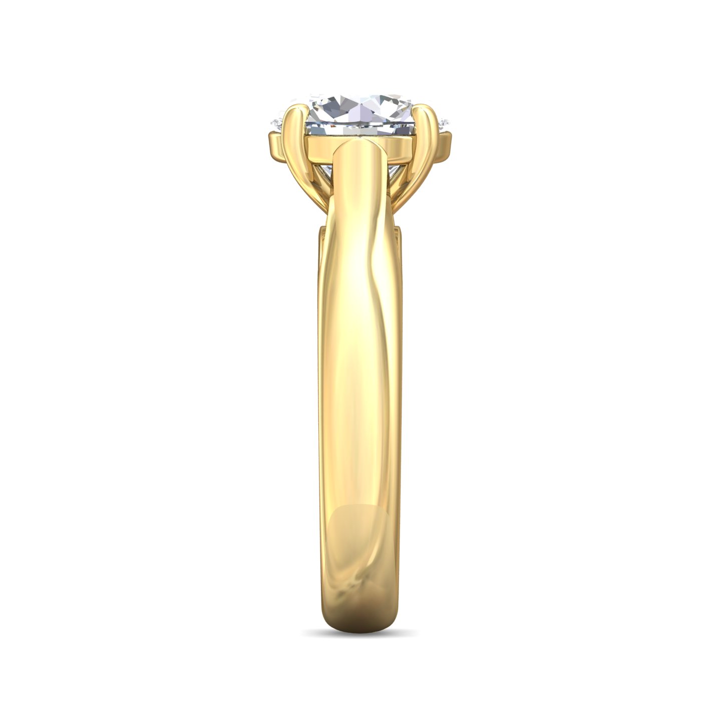 18K Two Tone Round Diamond Engagement Ring