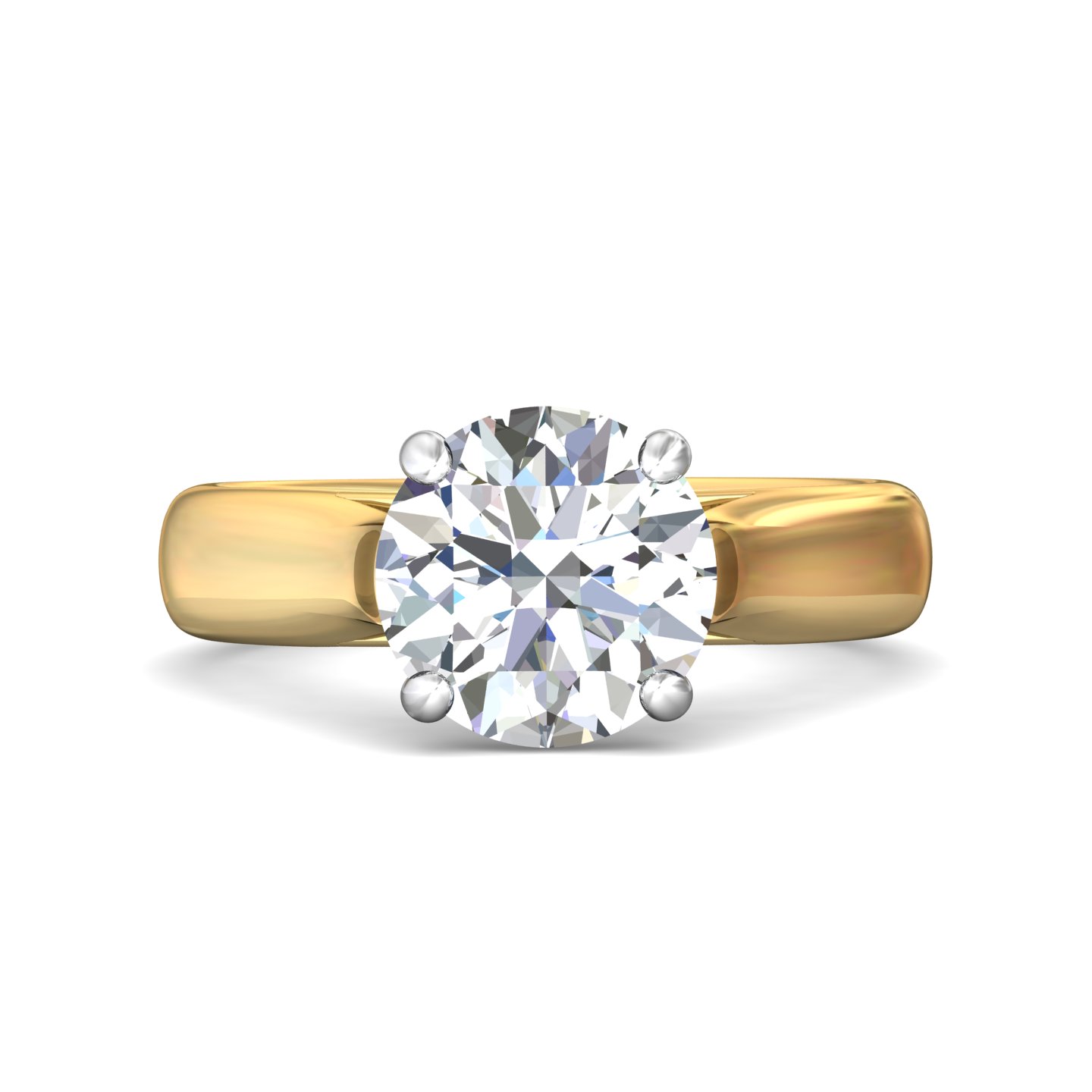 14K Two Tone Round Diamond Engagement Ring