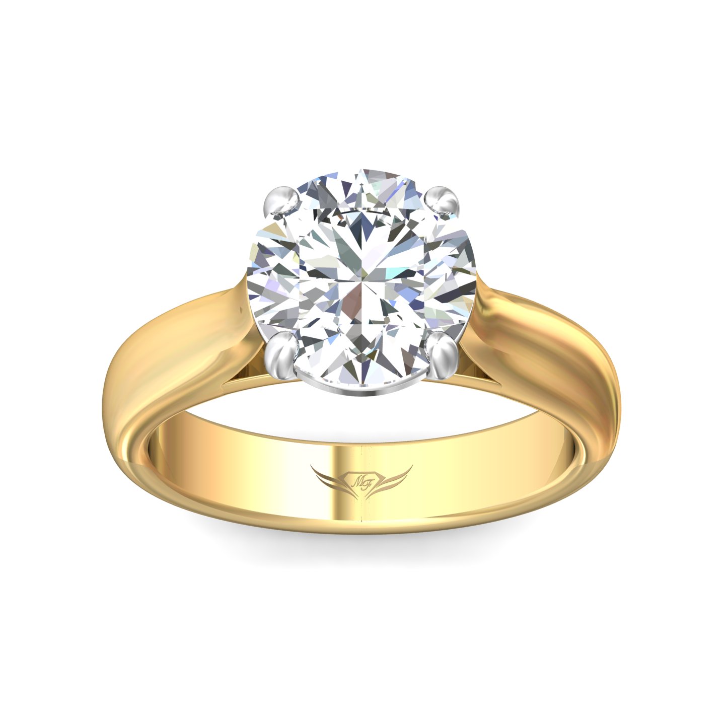 14K Two Tone Round Diamond Engagement Ring