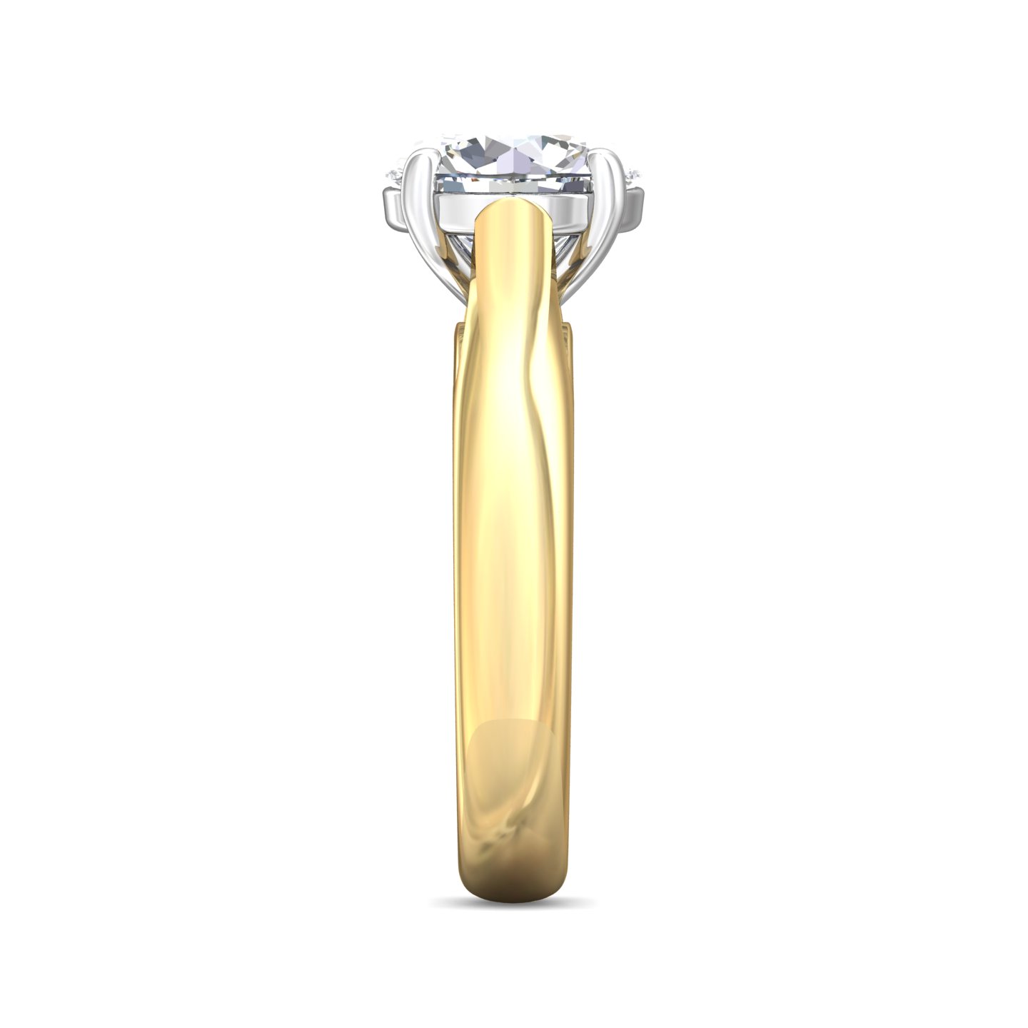 14K Two Tone Round Diamond Engagement Ring