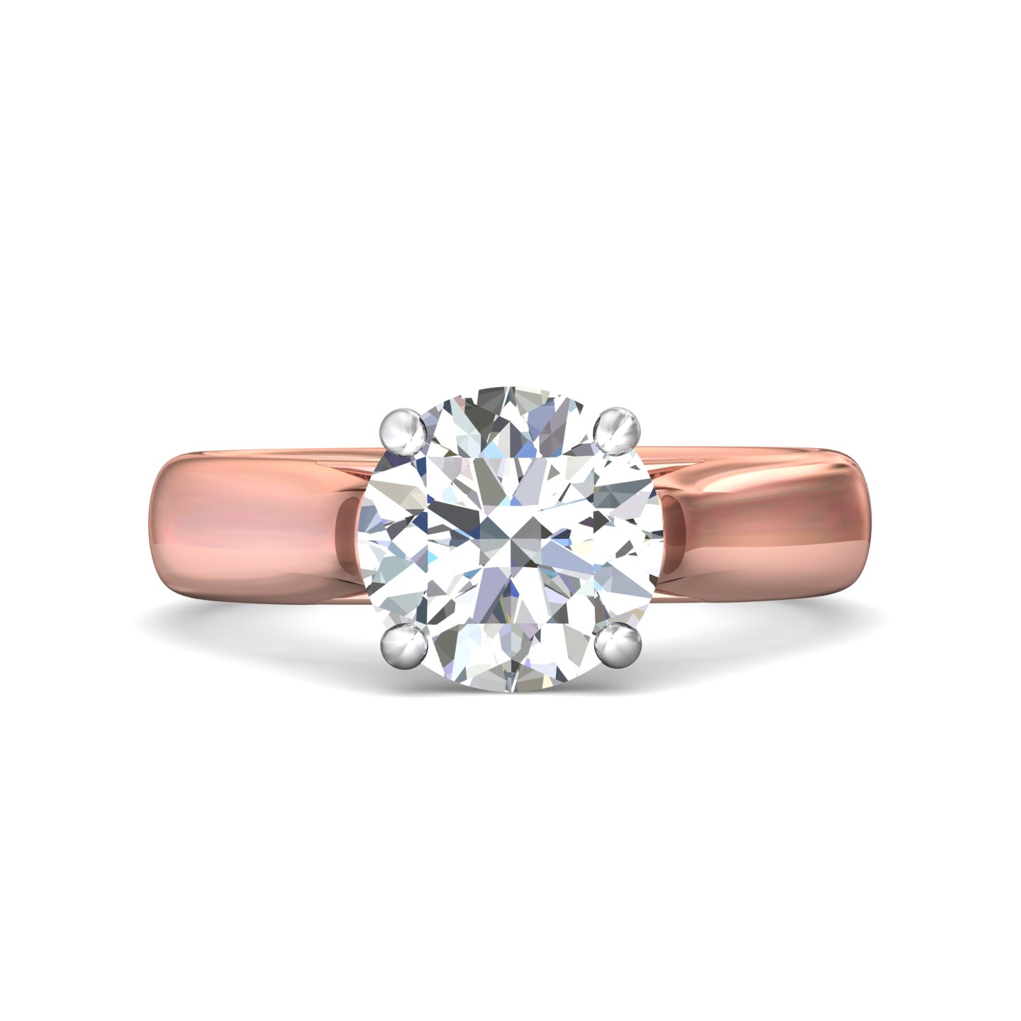 18K White and Rose Gold Round Diamond Engagement Ring
