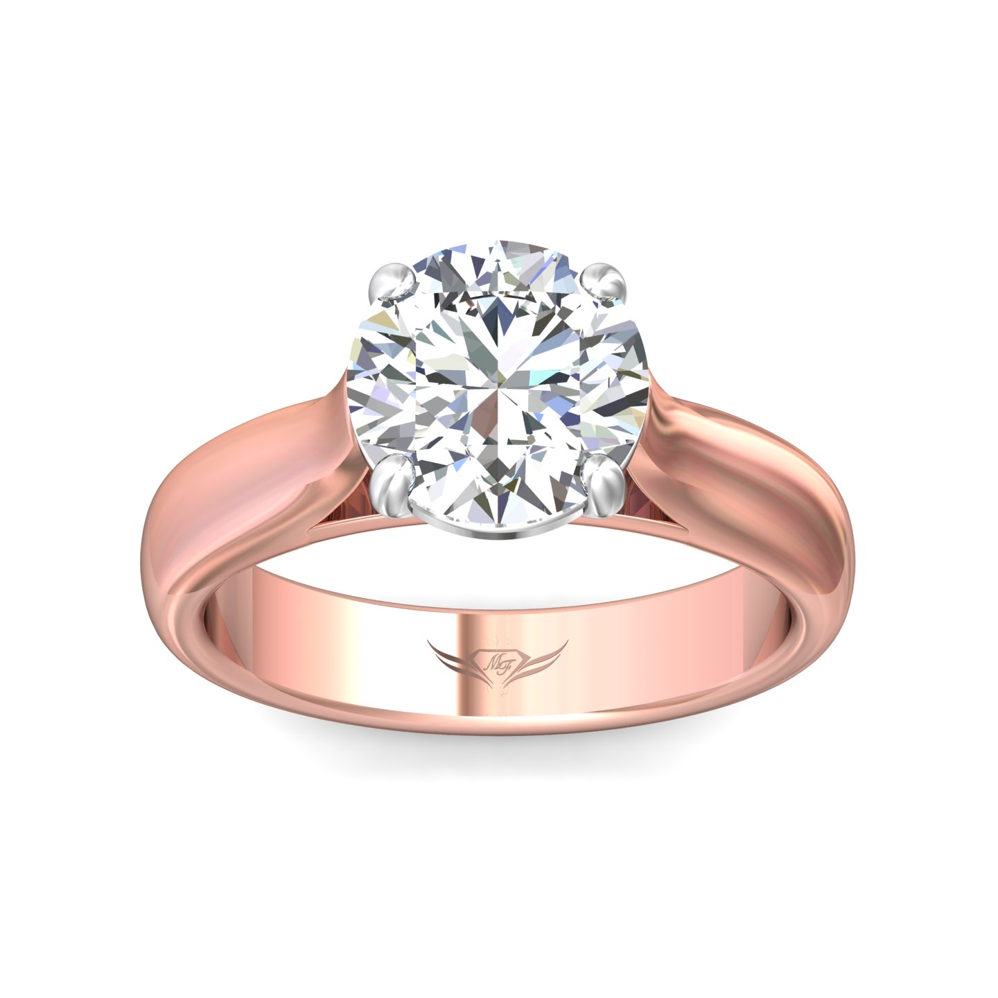 18K White and Rose Gold Round Diamond Engagement Ring