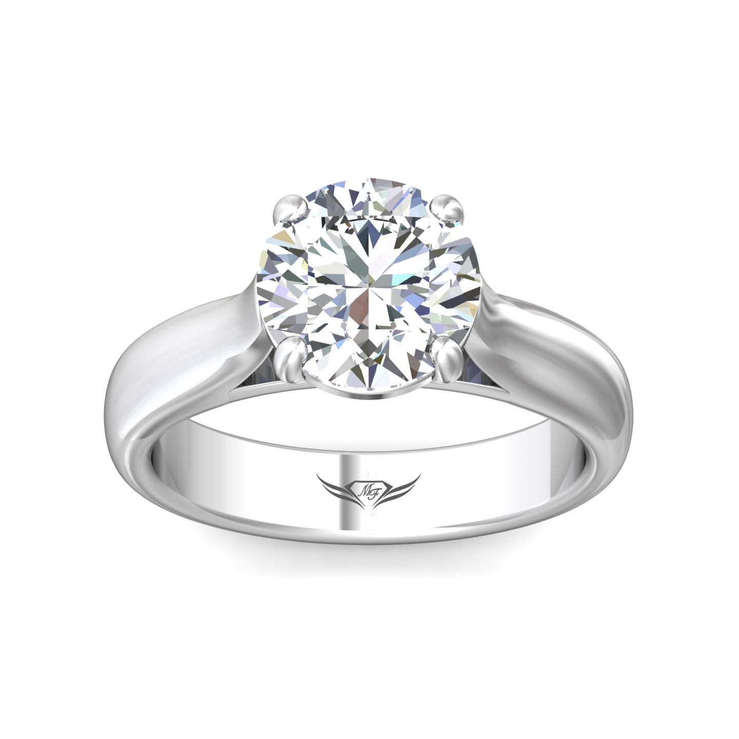 14K White Gold Round Diamond Engagement Ring