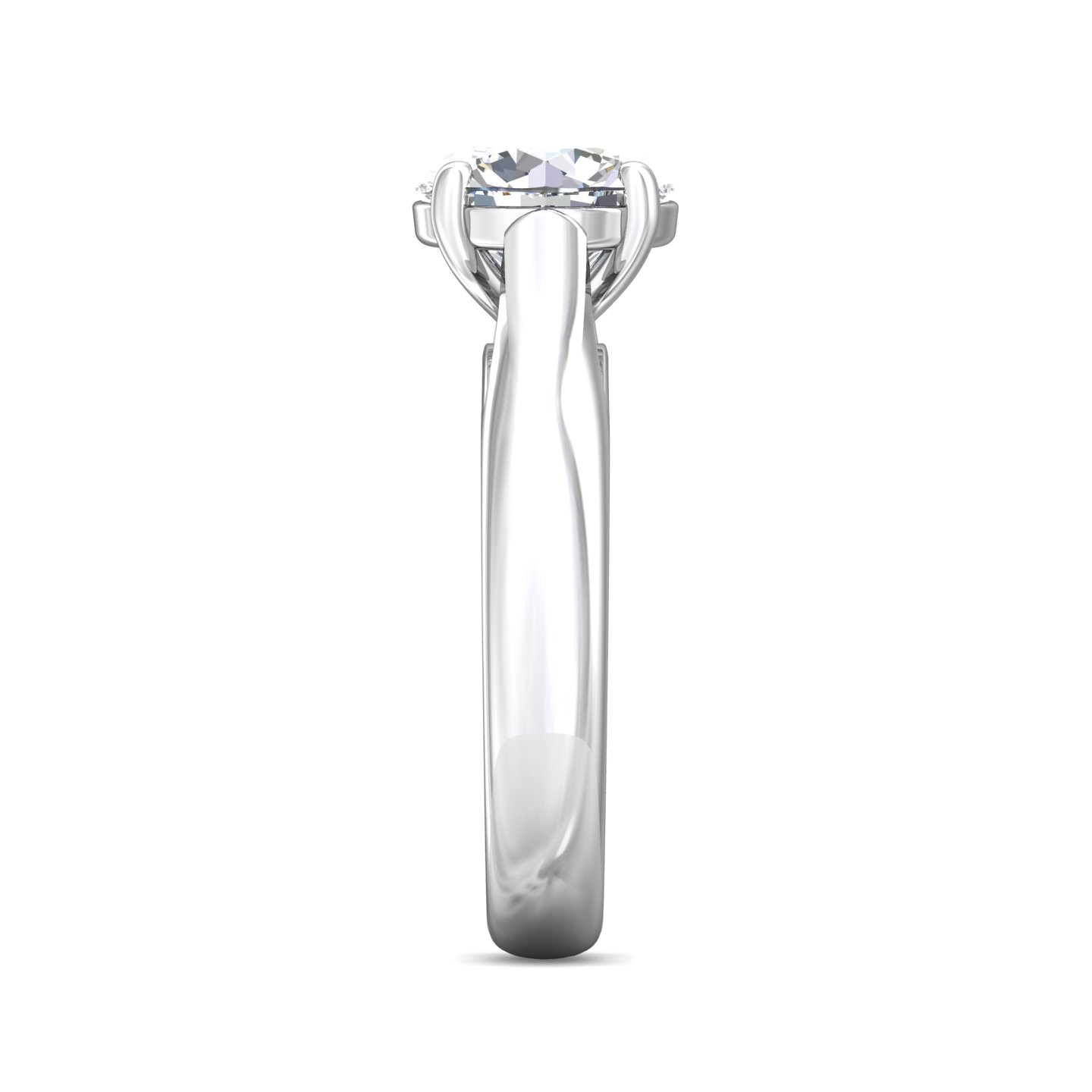 14K White Gold Round Diamond Engagement Ring