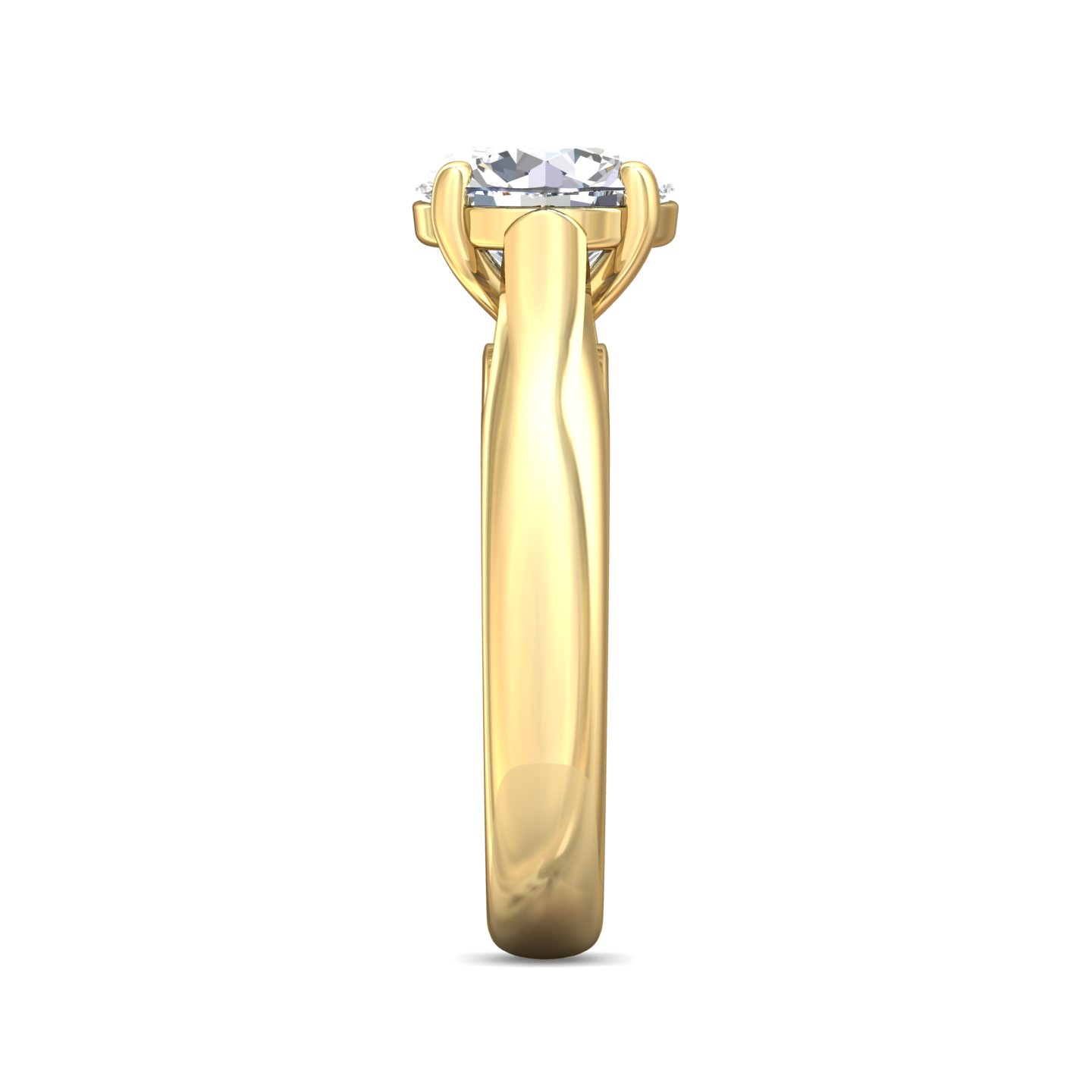 18K Two Tone Round Diamond Engagement Ring