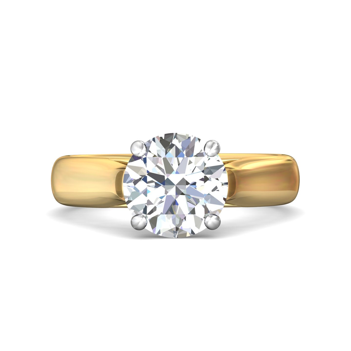 14K Two Tone Round Diamond Engagement Ring