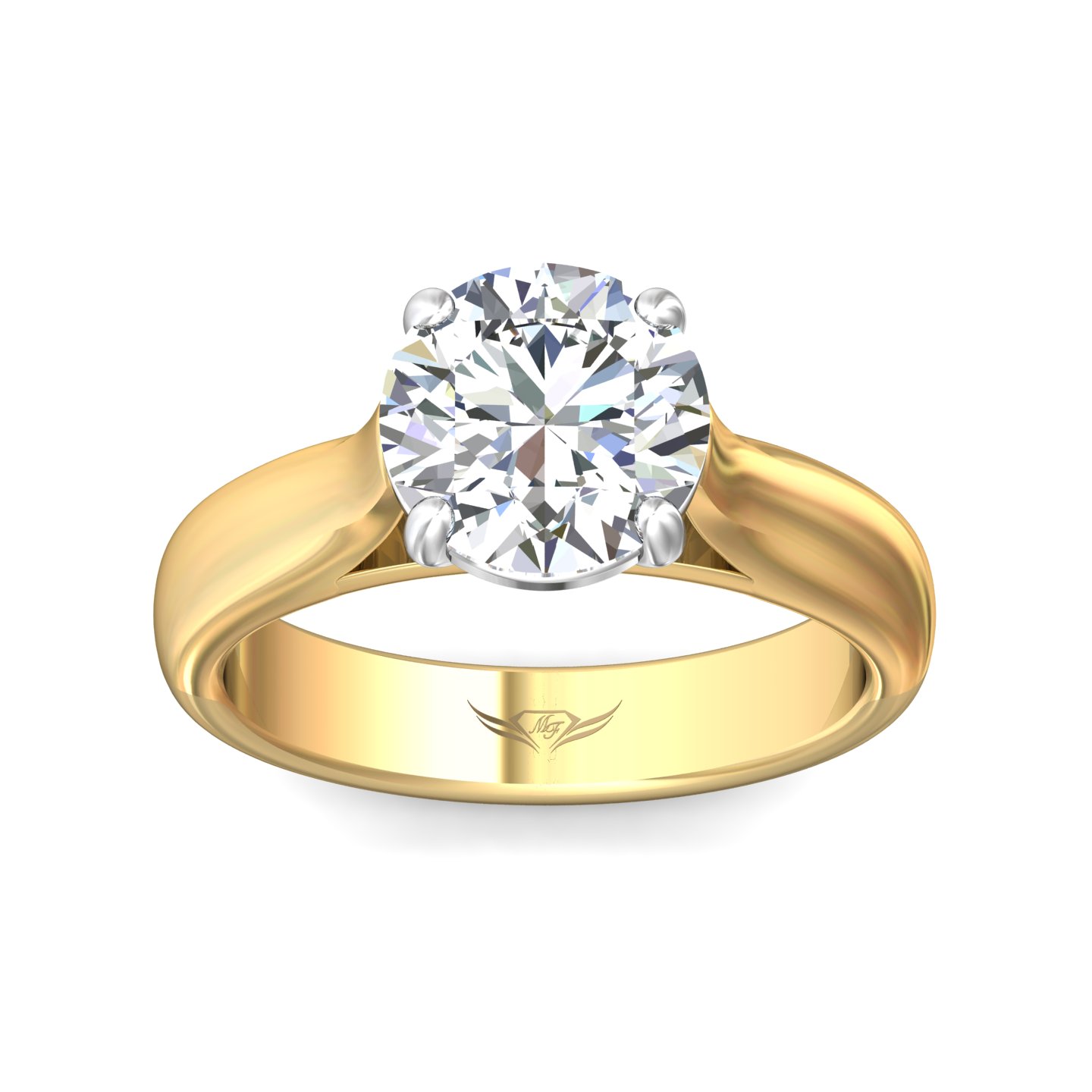 14K Two Tone Round Diamond Engagement Ring