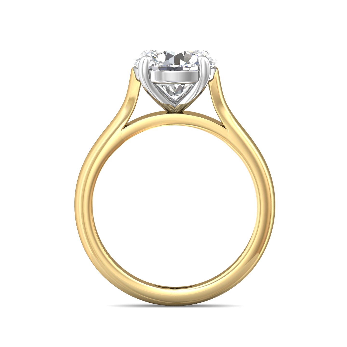 14K Two Tone Round Diamond Engagement Ring